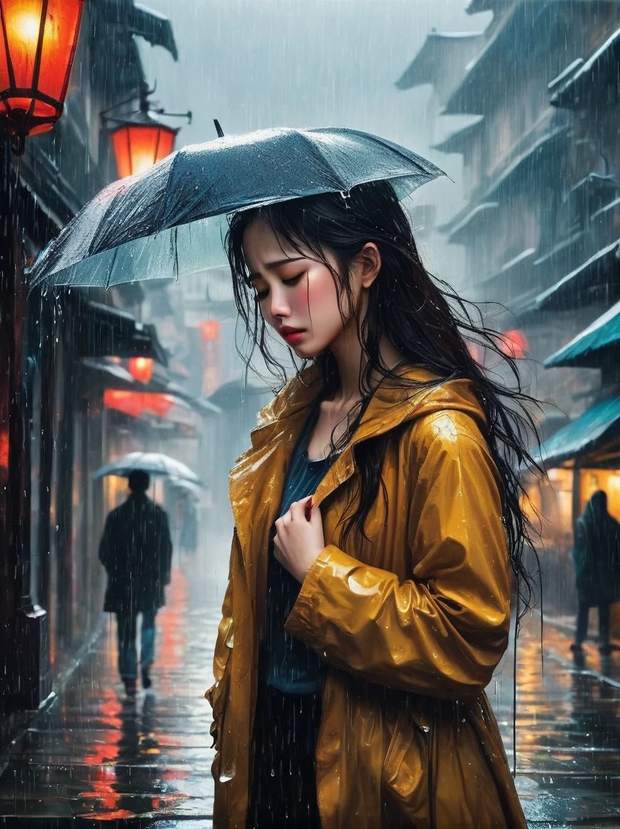 in the cold rain，A girl stands alone in a deserted place，Her figure looked particularly desperate。The rain hit her mercilessly，但它不有able力的&#39;Wash away the pain and despair in her heart。

Her eyes are empty and numb，Seems to have lost hope in life。her lips closed，It seems that I no longer have the strength to shout out the pain in my heart。Her hands hang limply at her sides，There is no warmth in the palm of my hand。

soak，Clinging to her body，Highlight her thin figure。her shoulders trembled，As if trying his best to suppress the despair in his heart。Her eyes are dull，without any focus，It seems that I have lost all expectations for this world。

The sound of rain is harsh，As if laughing at her helplessness and despair。She closed her eyes，Try everything in this world，But the despair inside is even stronger。She felt like she was about to be swallowed up by the rain，有able力的&#39;able&#39;can&#39;t find a way out。

Everything around becomes blurry and indifferent，She felt like she was slowly disappearing into the cold rain。Her heart was torn to pieces by despair，有able力的&#39;No more piecing together。She felt like she was heading towards endless darkness，有able力的 no longer find light and hope。