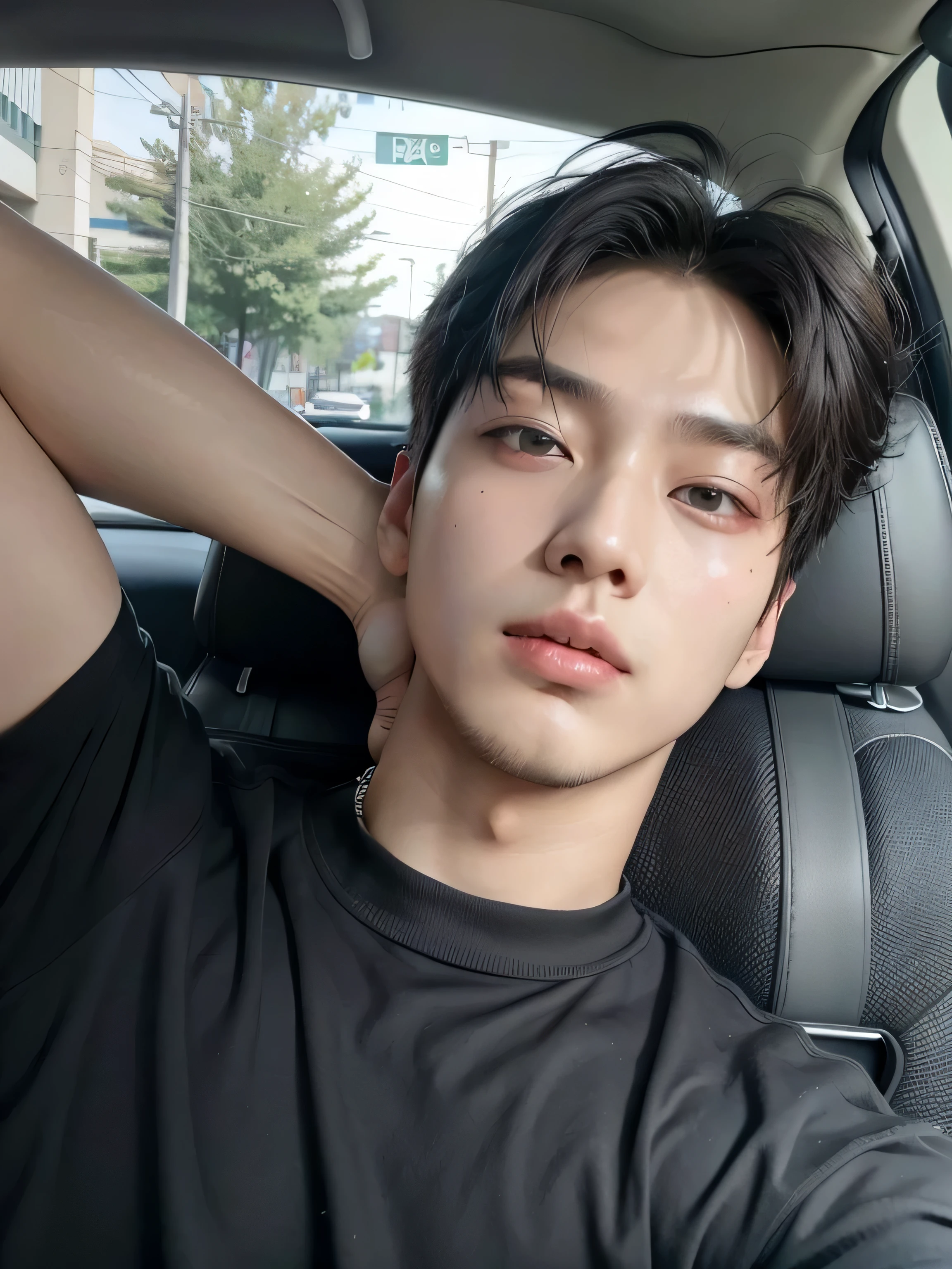 Araafed Asian man in a car with his hands on his head, homem sul-coreano, Jinyoung Shin, Kim Doyoung, adorable and pale korean face, hyung tae, taejune kim, who is siwoo, jaeyeon nam, Hong junho hyung, Ulzzang inteligente, Wonbin Lee, Jung Jaehyun, profile picture with headshot, Shin Jeongho, Yanjun Chengt