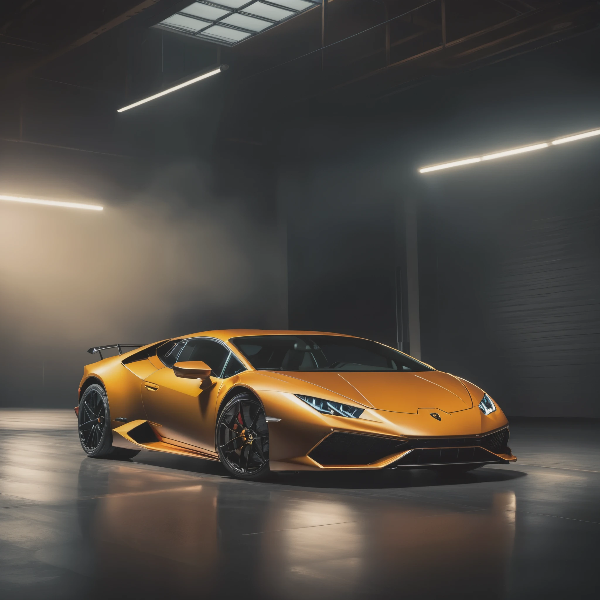 a Lamborghini huracan, (detailed stunning environment), cinematic, cover art, (low front angle), full view of a sports car, intricate, highly detailed, smooth, sharp focus, cinematic lighting, atmospheric, photoreal, 8k, Canon EF 200-400mm f/4L IS USM Extender 1. 4x Lens, stan Winston studio