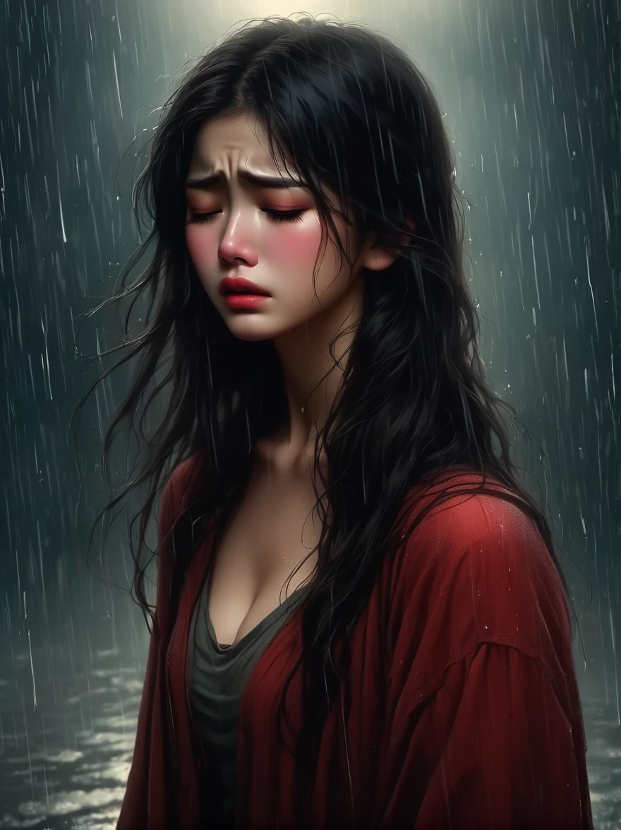 in the cold rain，A girl stands alone in a deserted place，Her figure looked particularly desperate。The rain hit her mercilessly，但它不有able力的&#39;Wash away the pain and despair in her heart。

Her eyes are empty and numb，Seems to have lost hope in life。her lips closed，It seems that I no longer have the strength to shout out the pain in my heart。Her hands hang limply at her sides，There is no warmth in the palm of my hand。

soak，Clinging to her body，Highlight her thin figure。her shoulders trembled，As if trying his best to suppress the despair in his heart。Her eyes are dull，without any focus，It seems that I have lost all expectations for this world。

The sound of rain is harsh，As if laughing at her helplessness and despair。She closed her eyes，Try everything in this world，But the despair inside is even stronger。She felt like she was about to be swallowed up by the rain，有able力的&#39;able&#39;can&#39;t find a way out。

Everything around becomes blurry and indifferent，She felt like she was slowly disappearing into the cold rain。Her heart was torn to pieces by despair，有able力的&#39;No more piecing together。She felt like she was heading towards endless darkness，有able力的 no longer find light and hope。