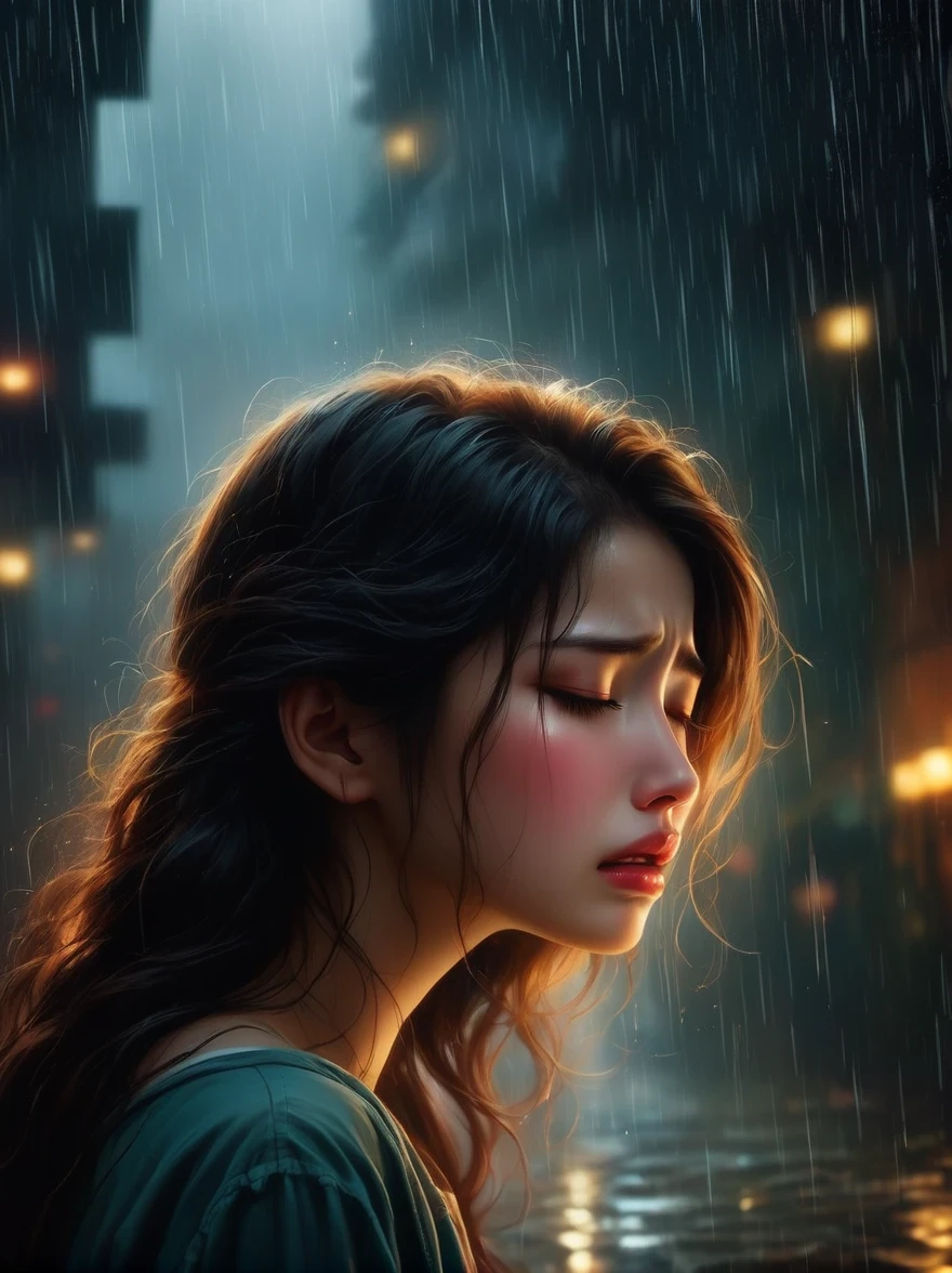 in the cold rain，A girl stands alone in a deserted place，Her figure looked particularly desperate。The rain hit her mercilessly，但它不有able力的&#39;Wash away the pain and despair in her heart。

Her eyes are empty and numb，Seems to have lost hope in life。her lips closed，It seems that I no longer have the strength to shout out the pain in my heart。Her hands hang limply at her sides，There is no warmth in the palm of my hand。

soak，Clinging to her body，Highlight her thin figure。her shoulders trembled，As if trying his best to suppress the despair in his heart。Her eyes are dull，without any focus，It seems that I have lost all expectations for this world。

The sound of rain is harsh，As if laughing at her helplessness and despair。She closed her eyes，Try everything in this world，But the despair inside is even stronger。She felt like she was about to be swallowed up by the rain，有able力的&#39;able&#39;can&#39;t find a way out。

Everything around becomes blurry and indifferent，She felt like she was slowly disappearing into the cold rain。Her heart was torn to pieces by despair，有able力的&#39;No more piecing together。She felt like she was heading towards endless darkness，有able力的 no longer find light and hope。