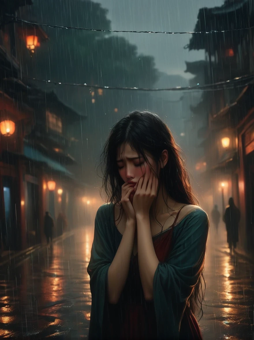 in the cold rain，A girl stands alone in a deserted place，Her figure looked particularly desperate。The rain hit her mercilessly，但它不有able力的&#39;Wash away the pain and despair in her heart。

Her eyes are empty and numb，Seems to have lost hope in life。her lips closed，It seems that I no longer have the strength to shout out the pain in my heart。Her hands hang limply at her sides，There is no warmth in the palm of my hand。

soak，Clinging to her body，Highlight her thin figure。her shoulders trembled，As if trying his best to suppress the despair in his heart。Her eyes are dull，without any focus，It seems that I have lost all expectations for this world。

The sound of rain is harsh，As if laughing at her helplessness and despair。She closed her eyes，Try everything in this world，But the despair inside is even stronger。She felt like she was about to be swallowed up by the rain，有able力的&#39;able&#39;can&#39;t find a way out。

Everything around becomes blurry and indifferent，She felt like she was slowly disappearing into the cold rain。Her heart was torn to pieces by despair，有able力的&#39;No more piecing together。She felt like she was heading towards endless darkness，有able力的 no longer find light and hope。