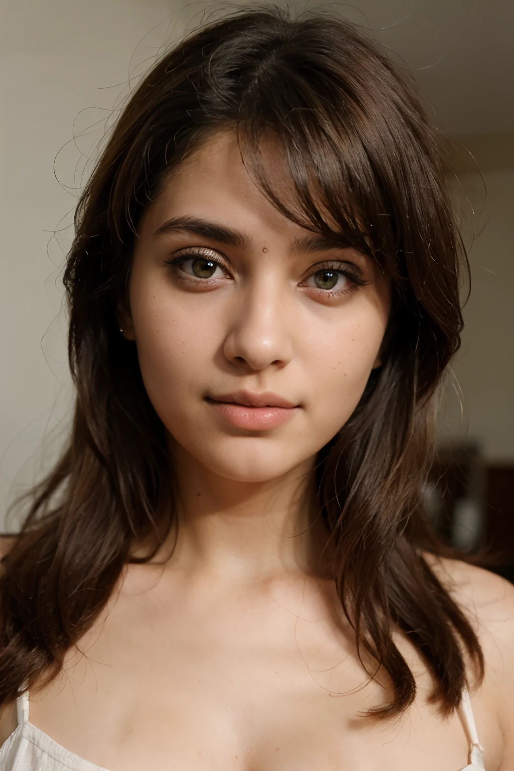 A pretty and attractive blonde 25-year-old indian girl with green eyes. Very realistic.