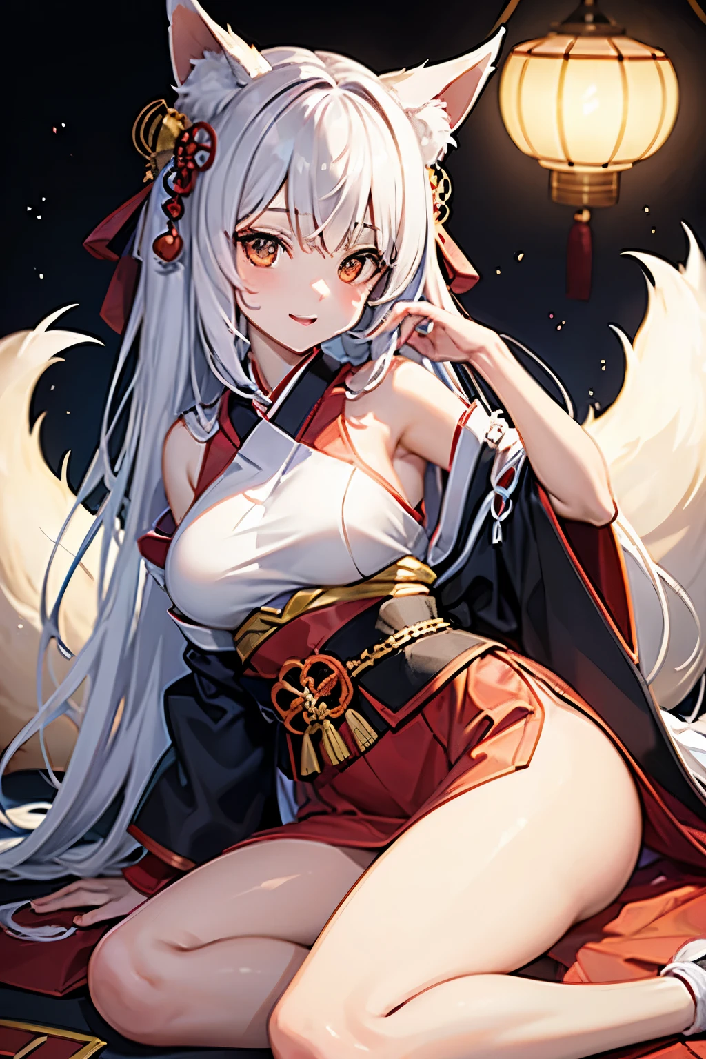 cute japanese fox spirit girl with fox ears