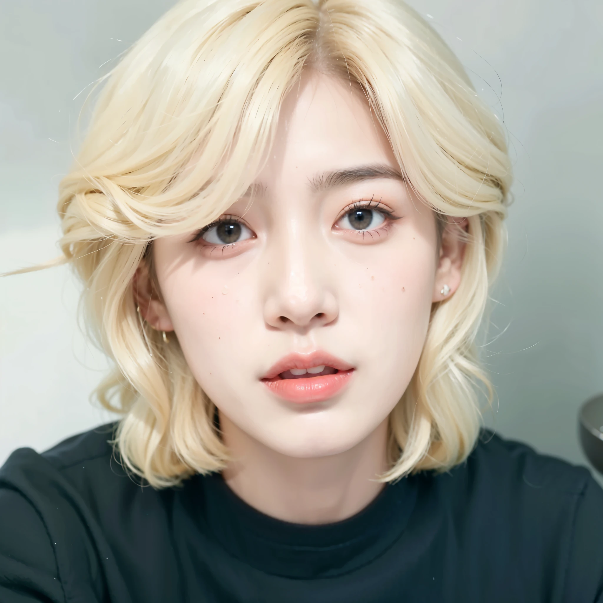 imagem arafada de um homem com uma camisa preta e uma camisa preta, com cabelo curto, Jung Jaehyun, cai xukun, Kim Doyoung, ele tem cabelo castanho curto e encaracolado, taejune kim, Jinyoung Shin, adorable and pale korean face, Ulzzang masculino, hyung tae, Hong junho hyung, XQC, com o mesmo penteado