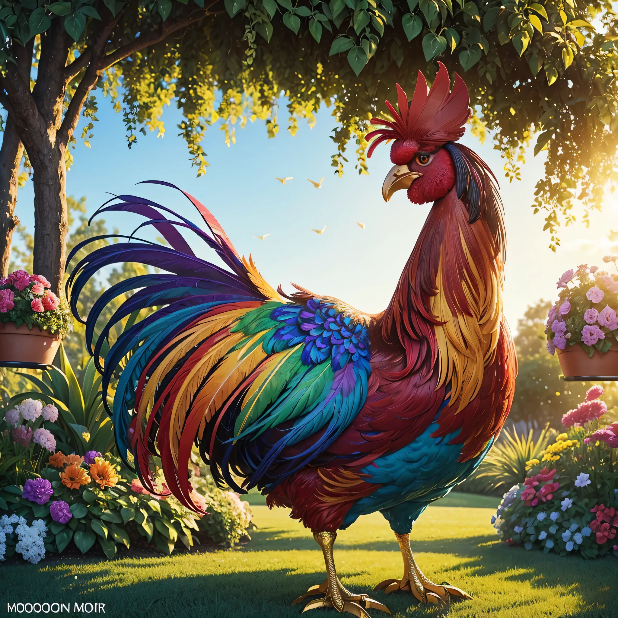 Behold the stunning sight of a majestic rooster statue, its vibrant feathers shimmering in the sunlight 🌈🐓 This eye-catching piece is sure to add a pop of color and whimsy to any garden or home decor. Don't miss out on bringing this unique and lively piece into your space! #rooster #gardenart #colorfuldecor #homedecor #uniquefinds