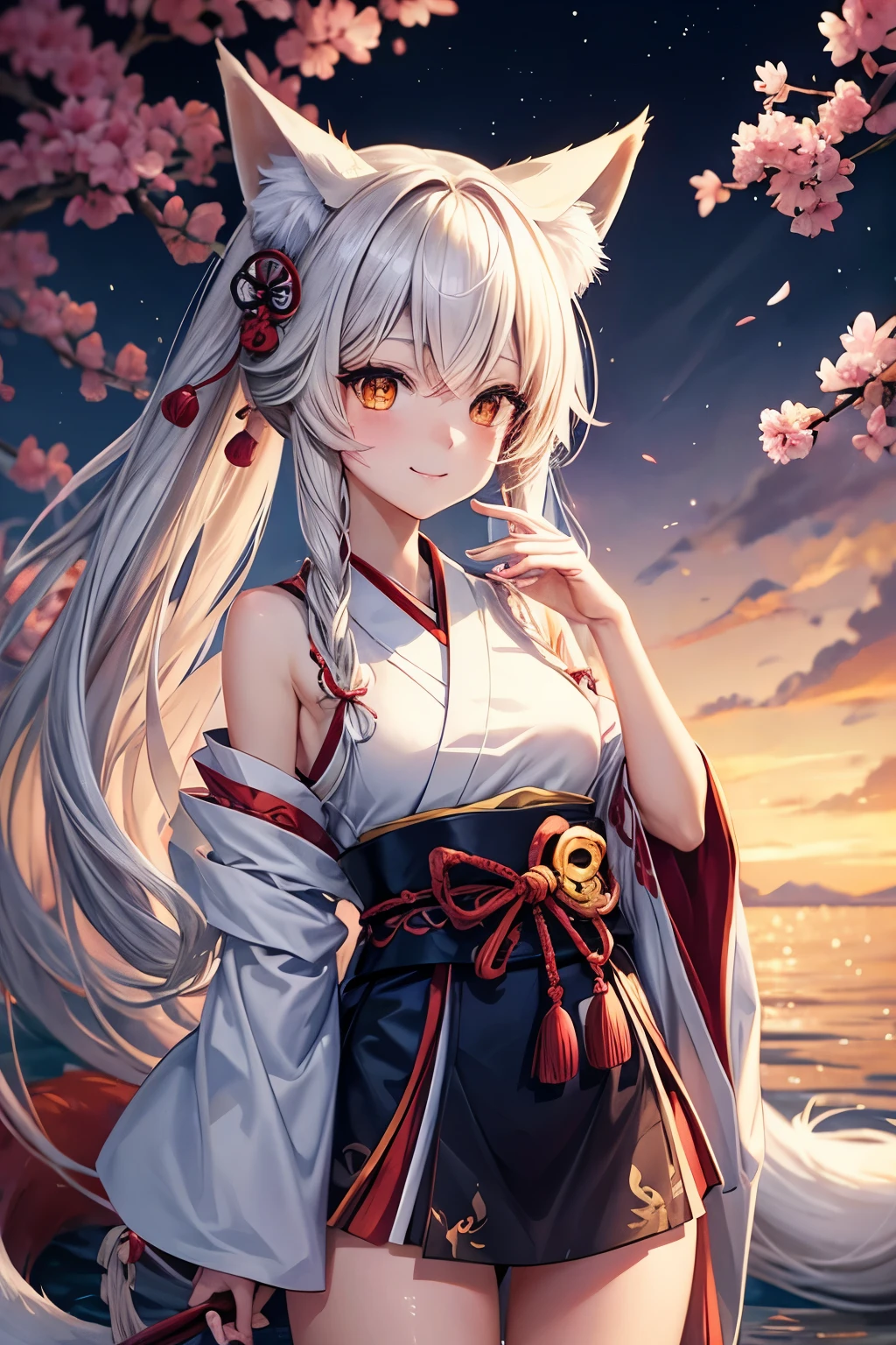 cute japanese fox spirit girl with fox ears