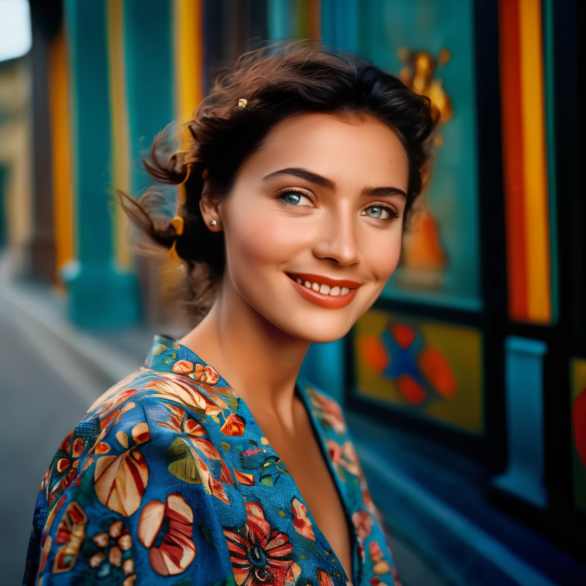 A smiling, authentic, (shy:1,3), kind, beautiful woman, is passionately in love with her skirt, sitting down on the ground while wind lifts her skirt, wearing short blazer and very, very detailed (long (fully pleated) full circle skirt) and (low heeled court shoes), very, very intricate hyper-detailed symmetric (attractive graceful young feminine face) with (sad, tired eyes and a loving smile), very voluptuous breasts, full of empathy and compassion and love, (pronounced (feminine) features), (highly detailed ultra accurate realistic) hands and fingers, (windy), epic composition, highly detailed attributes, (35mm f1.4 Kodak portra 400 photograph), extremely high quality RAW photograph, highly detailed atmosphere, sci-fi, cinematic shot, dynamic lighting, 75mm, Technicolor, Panavision, cinemascope, sharp focus, fine details, 8k, HDR, realism, realistic, key visual, film still, superb cinematic color grading, depth of field