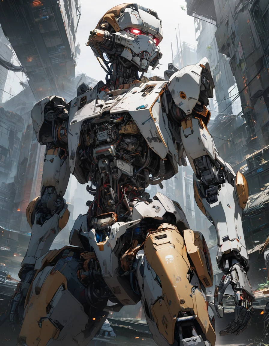 1boy, cyborg, 100yo, android, mechanical armor, mechanical joints, mechanical parts, ultra detailed, ultra high res, 8k, best quality, masterpiece, anime style illustration,