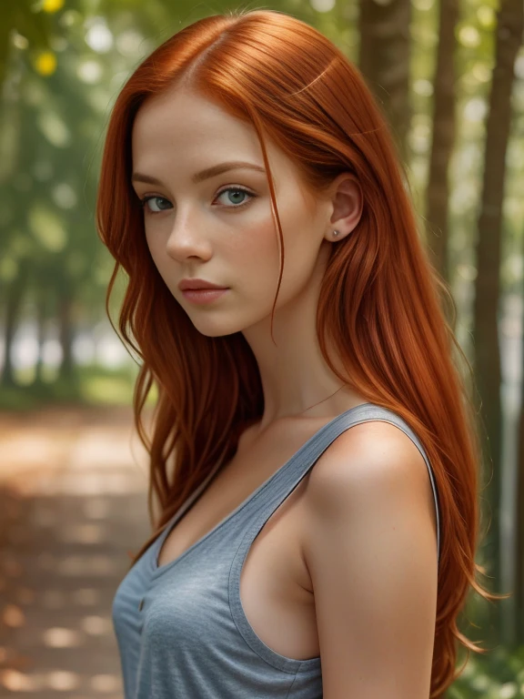 (masterpiece, best quality:1.2), ((1 girl, solo)), irish, slim, beautiful redhead, long ginger hair, ((face and shoulder portrait)), (standing), plain gray background, masterpiece, HD high quality, 8K ultra high definition, ultra definition,