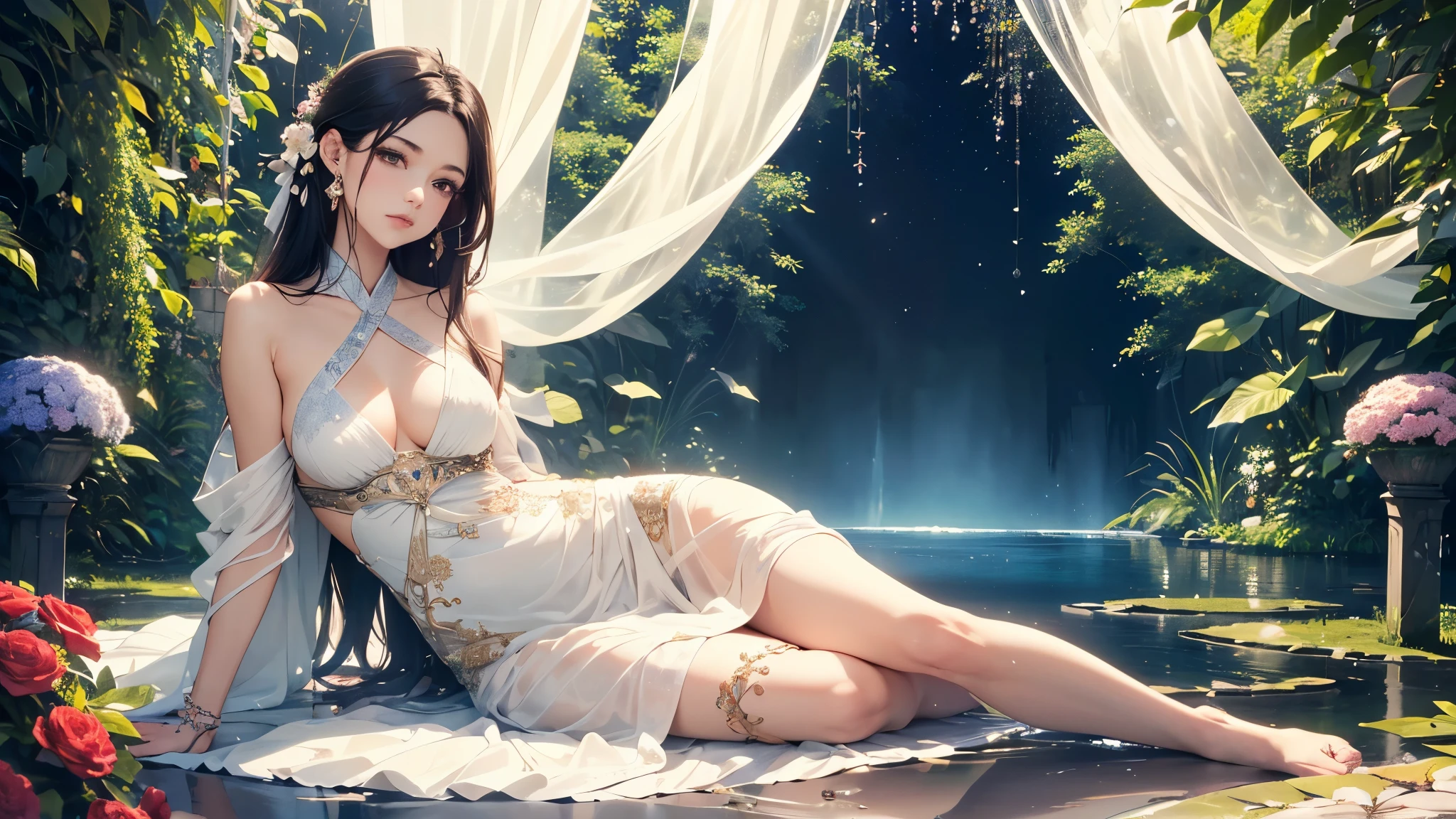 (best quality,highres,masterpiece:1.2),(1girl:1.3),(fractal art:1.3),(leg tilted seat:1.1),(hanfu),(stockings),(flowing hair),(garden background),(vibrant colors),(soft lighting),(natural poses),(delicate details),(ethereal atmosphere),(dreamlike),(dainty flowers),(elaborate patterns),(lush foliage),(graceful posture),(playful expression),(subtle gradients),(harmonious composition),(intricate textures),(feminine elegance),(creative concept),(meticulous craftsmanship),(captivating beauty),(sublime aesthetics),(serene ambiance),(alluring charm),(timeless masterpiece),(exquisite artistry),(elegant simplicity),(serene tranquility),(stunning visuals),(ethereal beauty),(visually captivating),(magical ambiance),(majestic aura),(serene grace),(enchanting allure),(endearing innocence),(serene serenity),(captivating enchantment),(captivating imagery),(ethereal elegance),(serene allure),(timeless elegance),(enchanted garden),(serene sophistication),(exquisite grace),(subtle beauty),(lush colors),(stunning details),(heavenly grace),(sublime beauty),(peaceful serenity),(timeless beauty),(pure and natural),(gentle and graceful),(delicate and serene),(romantic and ethereal),(artistic masterpiece)