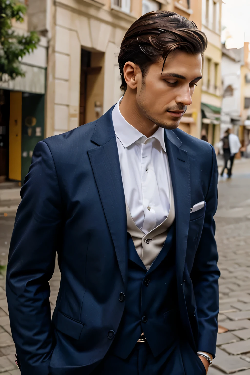 hombre traje elegante fondo verano