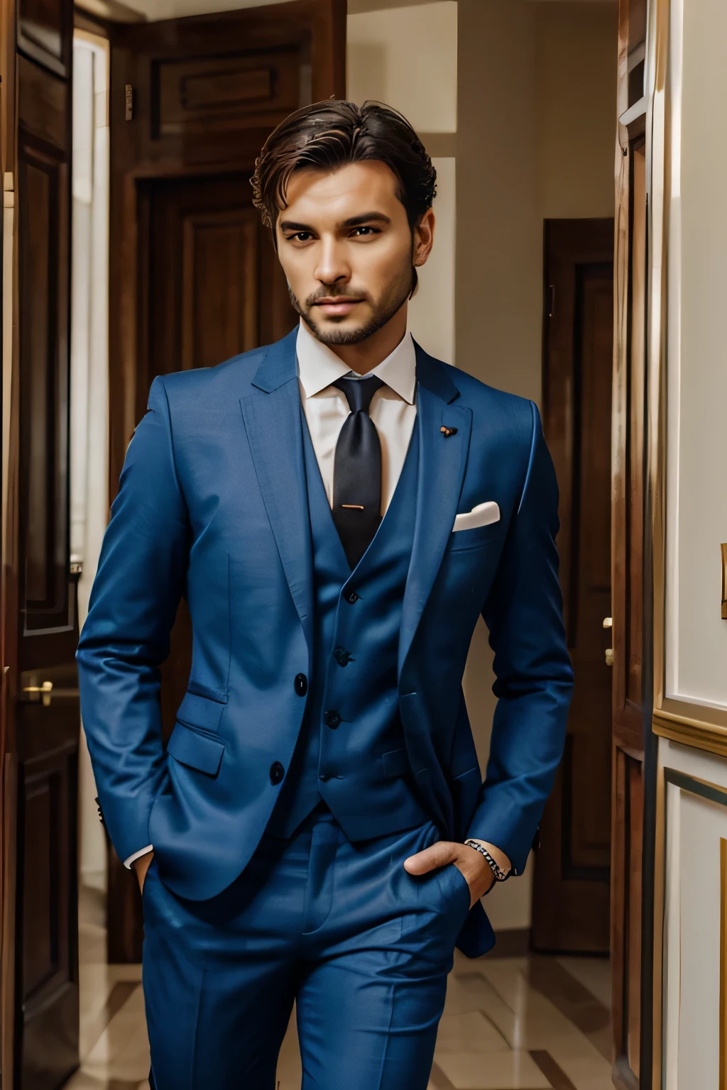 hombre italiano con traje formal elegante en italia