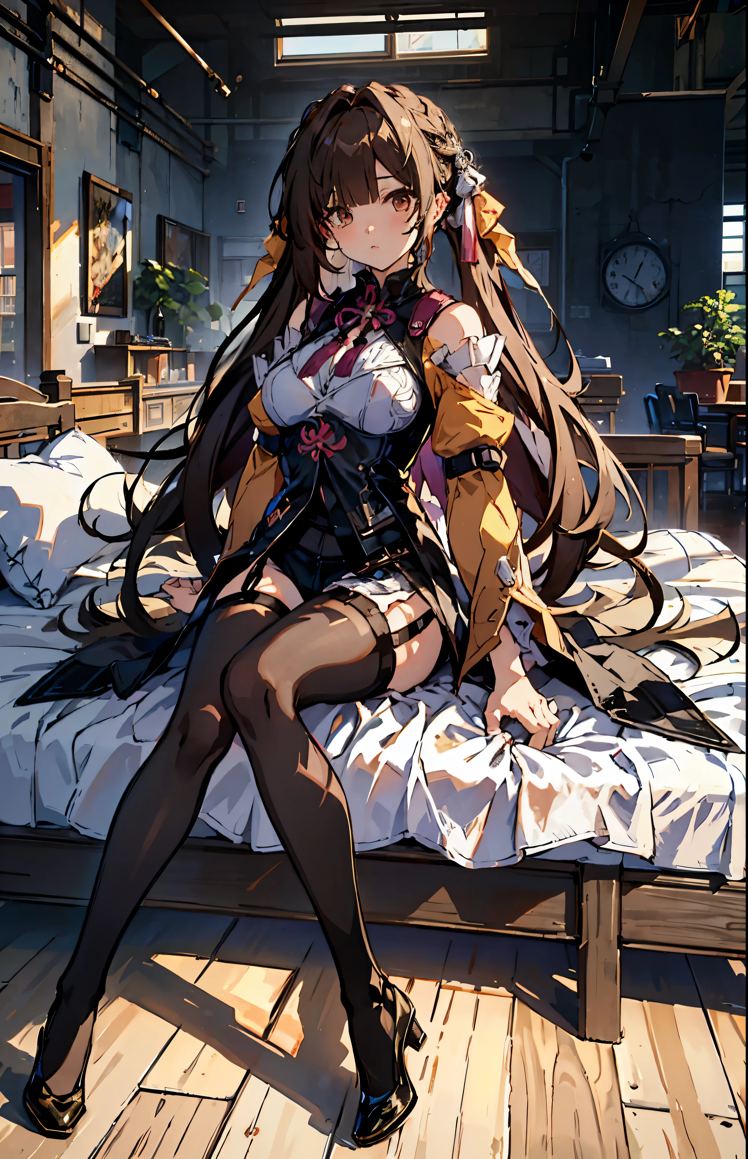 蘇ExcellentV4, masterpiece, highest quality, High resolution, alone, small breasts, indoors, scruffy bra, lingerie (range: 1.2), I focus, pantyhose, lying down, Excellent, very_length_hair, bed, Hairy Boys Shorts, pantyhose, heavy breathing, guest sexual content