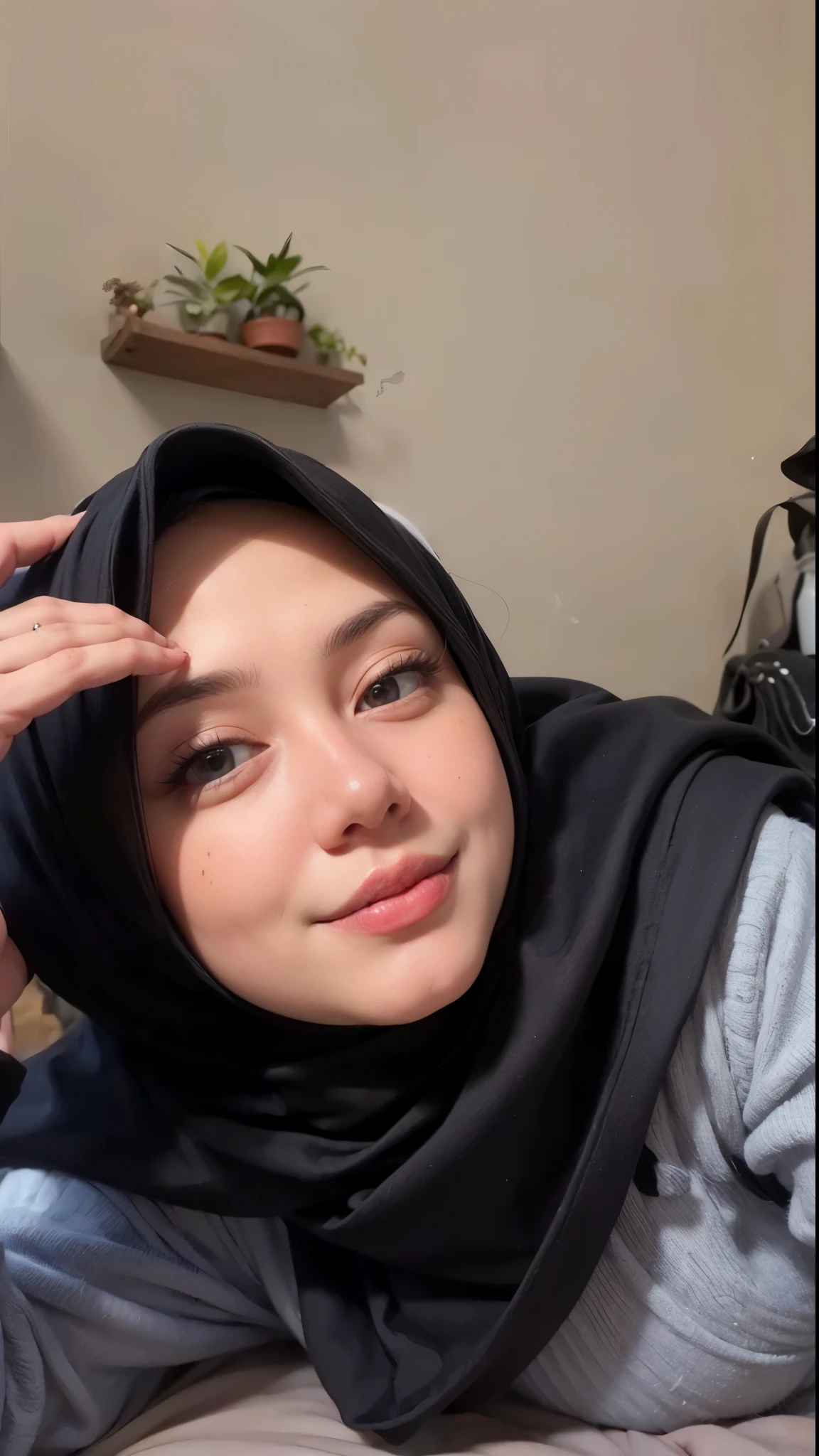 masterpiece, (ultra-high-definition portrait, vignet:1.4), Realistic, extremely detailed, CG unified, 8k, Clean lines, highly detailed, High-definition, raw color photos, she is smiling, Realistic portrait, Cinematic Light, Beautiful detailed, (1hijabgirl, indonesian:1.5), (165cm tall, big breasts with lips like he wants to kiss:1.5), Beautiful big breasts, breasts details, very tight, (Biggorgeous breast, Horny smile with Horny look:1.5), (Horny face, Big Breast:1.4), Close up of a girl in Beautiful clothes with errected nipple, biggorgeous breast, Soft smile, scarf, (Bombastic Side Eyes with curvaceous body:2), pose 4 of 1 6, Undress, No bra, (nipples that are clearly sticking out detail:1.2), Outdoors, high intricate detailed.