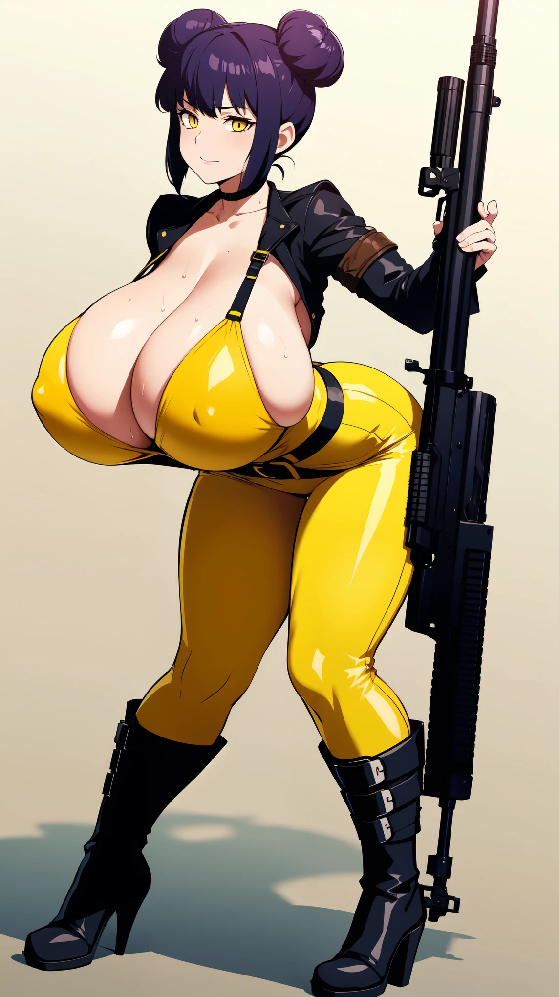 Slime girl, (slime), Slime hair Double buns hair style, Pumpkin Orange, weapon belt, Masterpiece, Best Quality, gigantic breasts, slime girl, slime girl, purple hair, lavender hair, yellow clothes, weapon belt around waistline, rifle, long rifle, AR-15 Rifle, assault rifle, exposed yellow bra, yellow clothing, wearing yellow clothing, fully body view, tight yellow dress, Rifle in hand, mature woman, gorgeous, perverted, sexy, yellow dress, exposed chest, exposed bra, exposed breast, black boots/heels, gold bracelets around wrist, holding rifle, aiming with rifle, tactical stance, tactical gear, sweaty body, long legs, tall woman, lustful yellow eyes, yellow lingerie , Slime girl, (slime), Slime hair Double buns hair style, Pumpkin Orange, weapon belt, Masterpiece, Best Quality, gigantic breasts, slime girl, slime girl, purple hair, lavender hair, yellow clothes, weapon belt around waistline, rifle, long rifle, AR-15 Rifle, assault rifle, exposed yellow bra, yellow clothing, wearing yellow clothing, fully body view, tight yellow dress, Rifle in hand, mature woman, gorgeous, perverted, sexy, yellow dress, exposed chest, exposed bra, exposed breast, black boots/heels, gold bracelets around wrist, holding rifle, aiming with rifle, tactical stance, tactical gear, sweaty body, long legs, tall woman, lustful yellow eyes, yellow lingerie, mature body, mature face, dark purple hair color, purple hair, bending down, bent over, crouching 