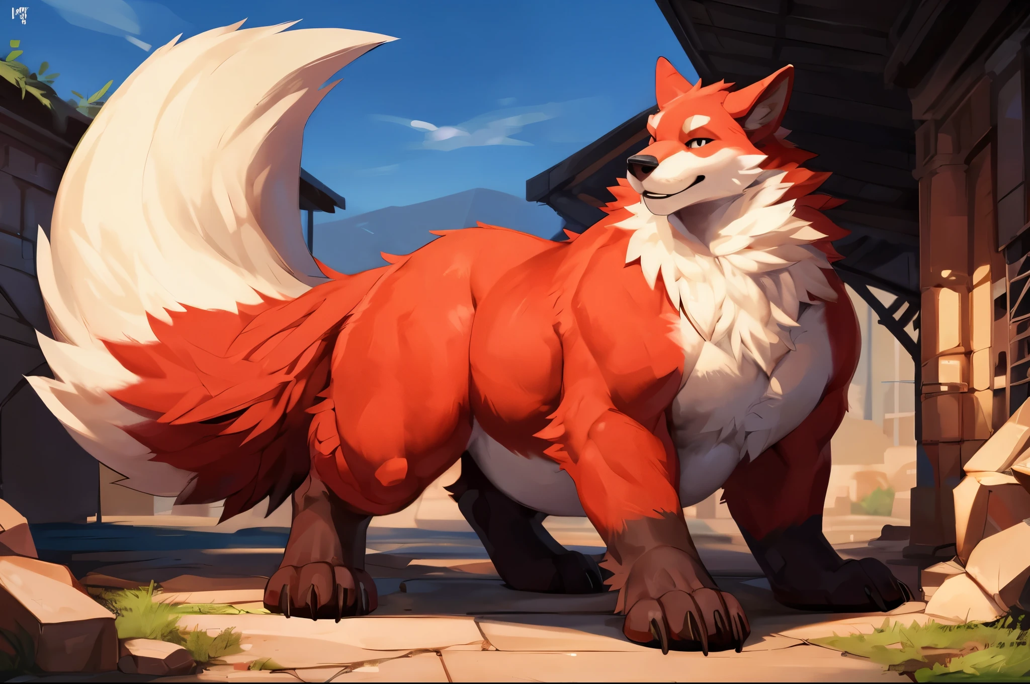 4k ultra quality, 4k full body view,(ultra high detailed body), wolf, detailed body,by mystikfox61, by glitter trap boy,feral paws, by bebebebebe,by morethreedee, by seibear,(thick thigh),(chubby thigh),thicc thigh,thick legs,chubby legs,thicc legs,massive butt,enomorous thigh,massive thigh,massive legs,strong legs,thick lower legs,wide legs,(detailed thigh),(wide thigh),fluffy belly,furry belly,sharp nails,((sfw)),(ultra detailed face),detailed eyes,big tail,fluffy tail,(detailed tail),enomorous tail,bigger tail,huge tail,volumetric light,bigger taur body,big lower belly,big paws,(thick paws),fluffy paws,furry paws,enomorous paws,animal focus, beast,standing,(bigger lower body),strong lower body,macro,giga,master works, super fine, 4k resolution, high quality, movie lighting, high picture detail,dark fantasy,beast creature,illusory engine, Masterpiece,shiny fur,ultra big belly,enomorous belly,muscle legs,long legs,front view,detailed paws