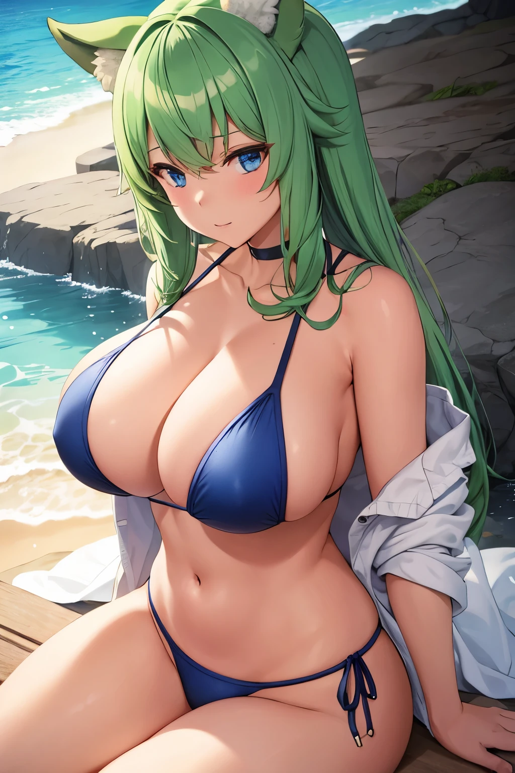 Beautiful girl, swimsuit, beastman, busty, sexy,