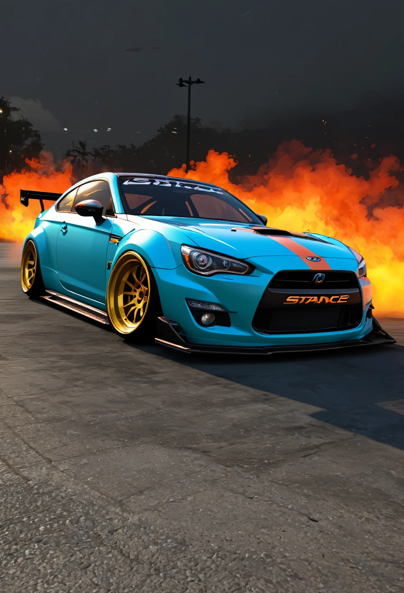 Logo marca com a escrita (STANCE TEAM), com rodas workmeister, jdm, colorido, 3D, NFS heat