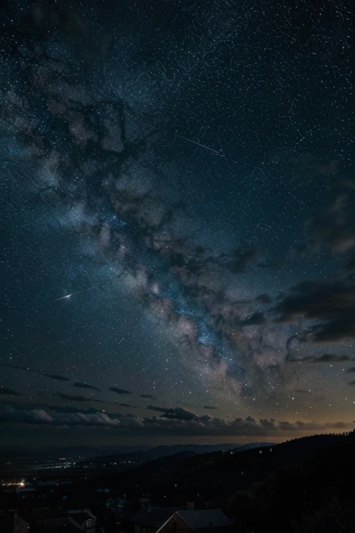 create a picture of the starry sky, with stars, constellations and clouds.