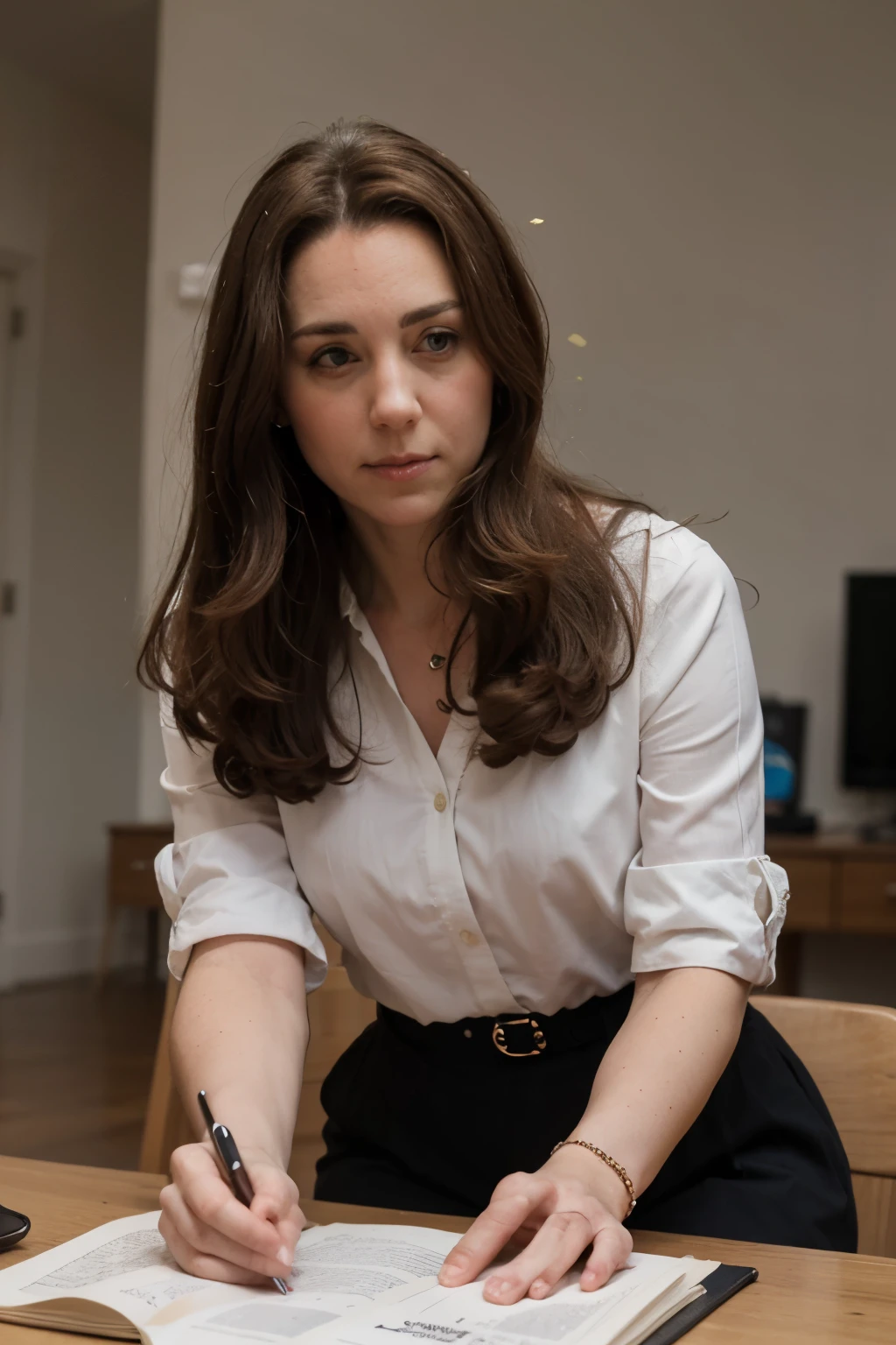 Kate Middleton sosteniendo en sus manos el diario El Universo de Ecuador, con fecha 18 de marzo de 2024, mejor calidad, detallado, Photography