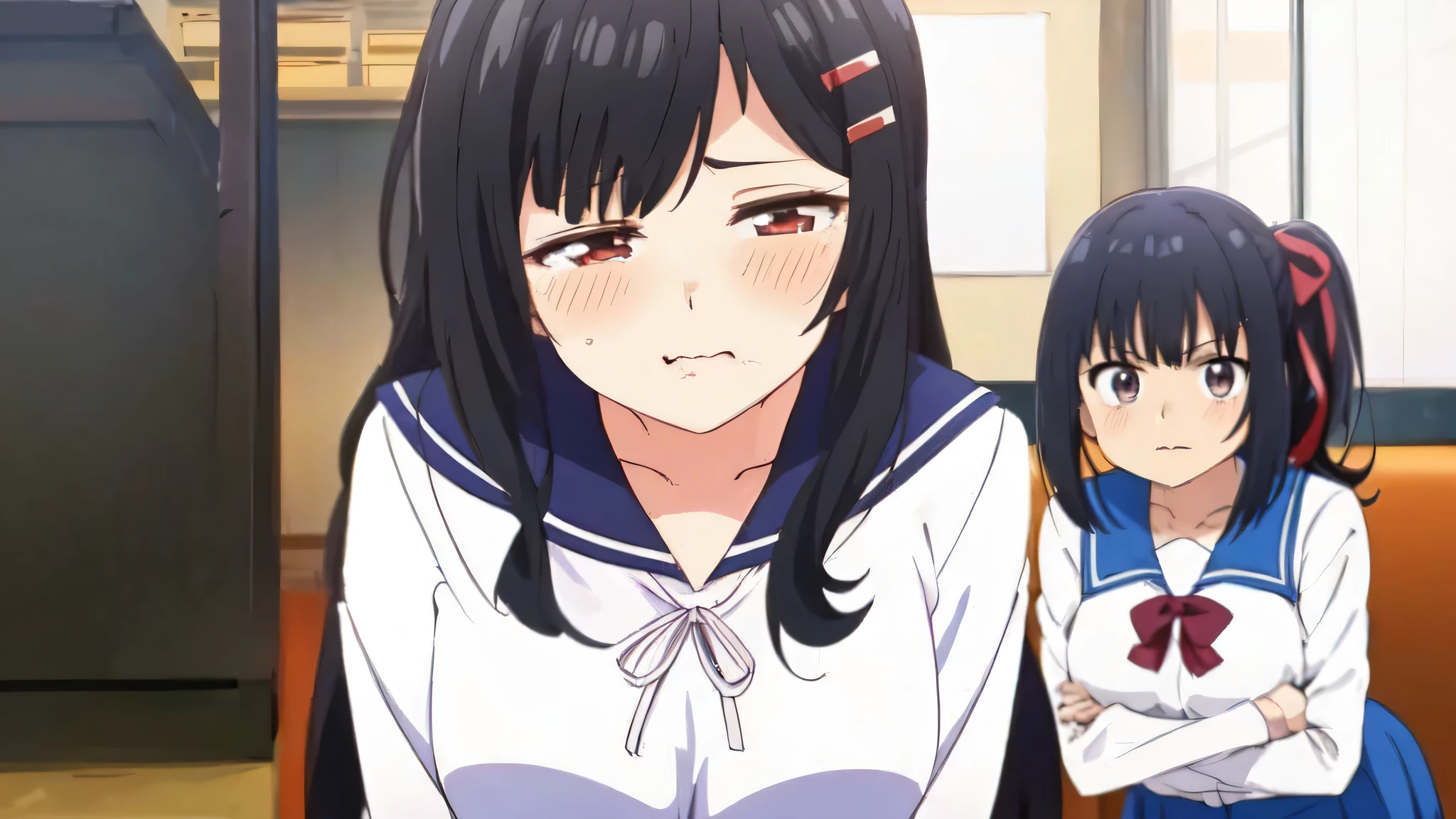 Duas garotas de anime em uniformes escolares ficam lado a lado, nagatoro, visual de anime de uma linda garota, ainda do anime de TV, perto de outro iwakura, o anime em destaque de hoje ainda, ainda do anime, Captura de tela do anime Guro, captura de tela do filme de anime, Captura de tela do anime 2 0 1 9, imagem de anime sankakucomplex