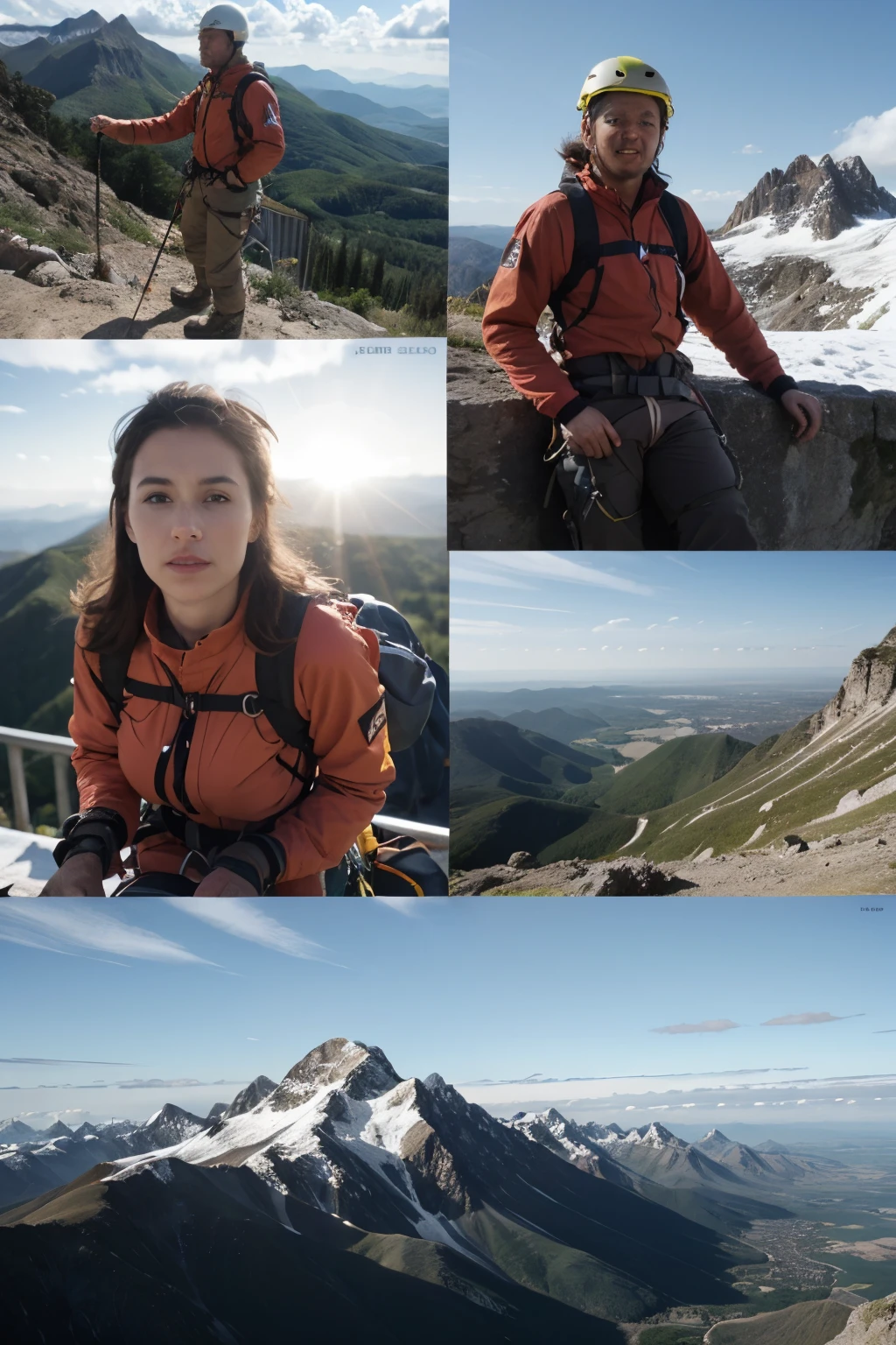 mountaineering collage with difference view, realistic with border design