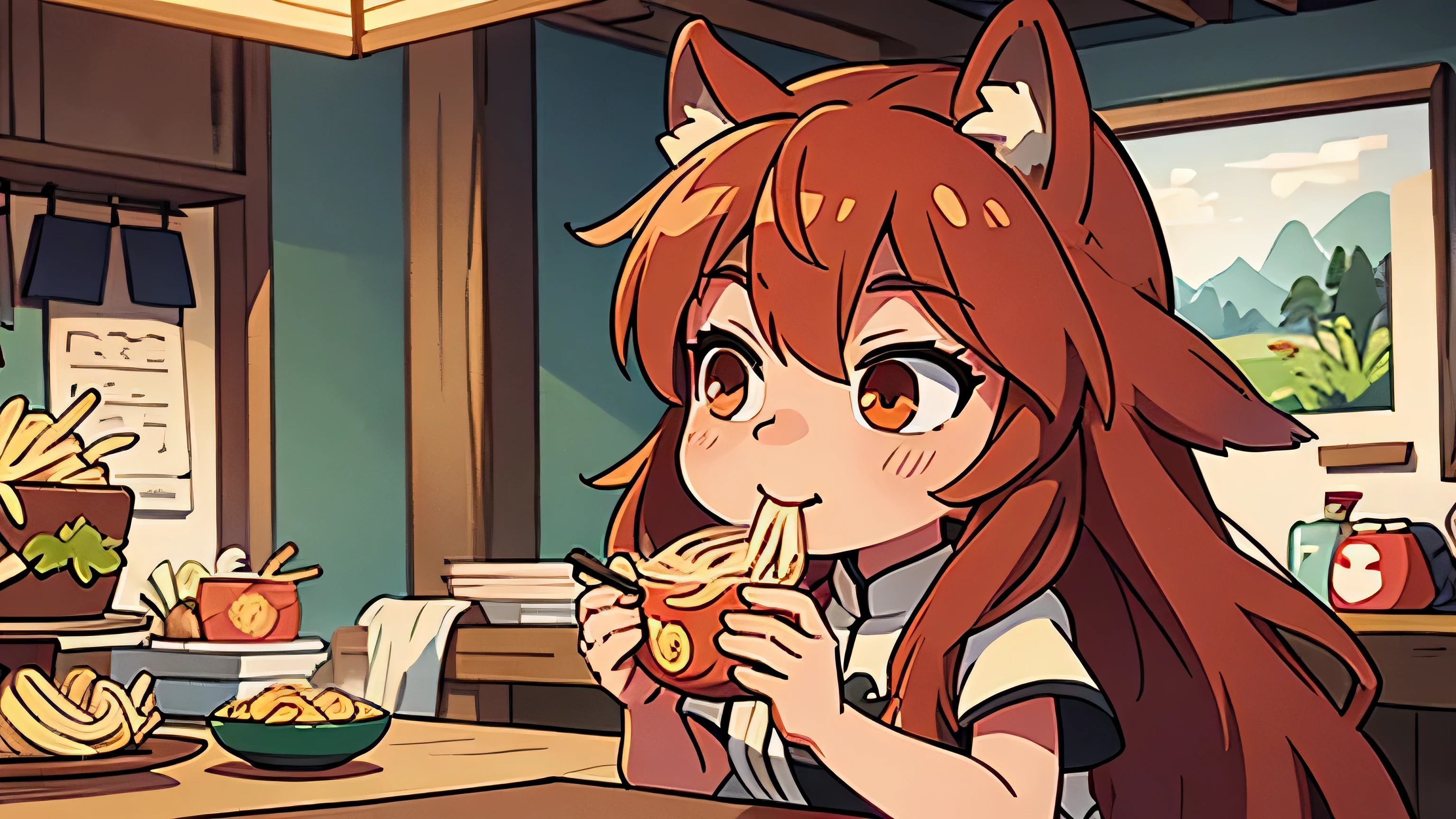Raphtalia eating noodles