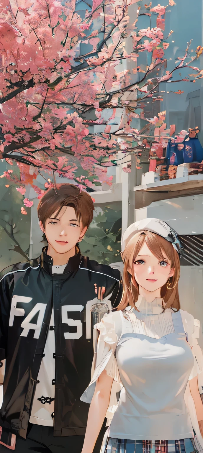 1lady standing, mature female, /(ribbed shirt/) /(red plaid skirt/) beret, /(brown hair/) bangs, blush kind smile, (masterpiece best quality:1.2) delicate illustration ultra-detailed, large breasts, arms down BREAK /(pubric park outdoors/) bricks road, autumn foliage trees, detailed background