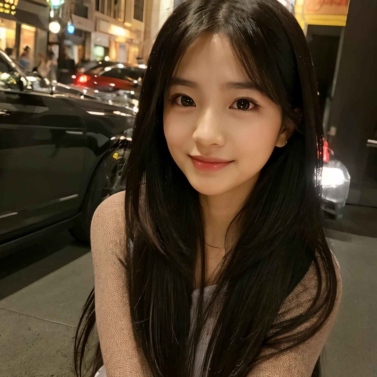 Highest image quality,(profile),City of night,medium hair,