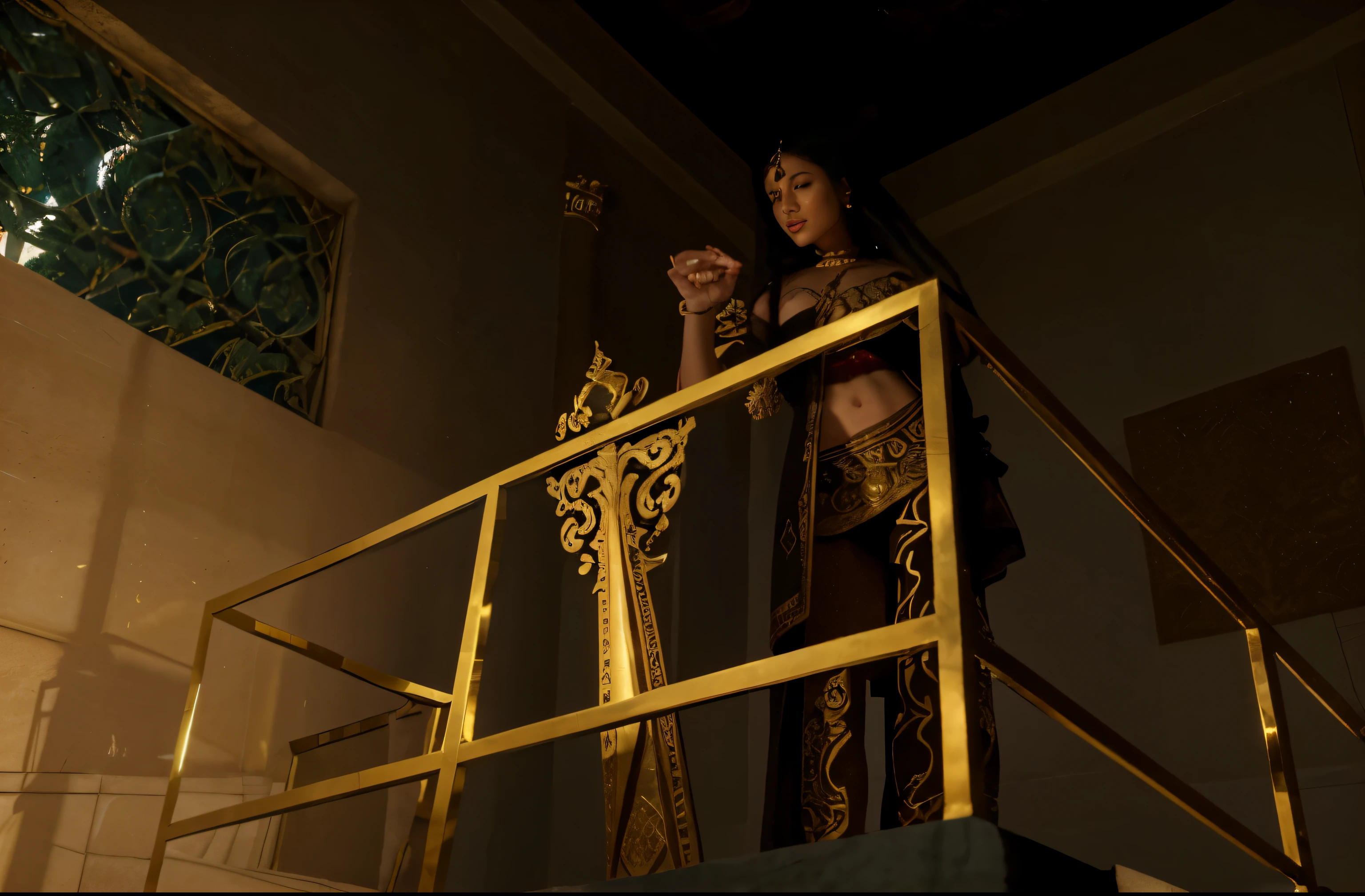 (Best quality, 8k, 32k, Masterpiece, UHD:1.2) , "Transform the image into a magnificent Middle Eastern palace adorned with opulent decorations, intricate carvings, and vibrant colors. Draw inspiration from the grandeur and elegance of the Desert Palace of Sumeru from Genshin Impact to create a scene filled with splendor and wonder.
Start by depicting the exterior of the palace, showcasing its majestic architecture and imposing presence. Render the walls and domes of the palace with intricate designs and patterns, reflecting the rich cultural heritage of the region. Incorporate elements of traditional Middle Eastern architecture, such as arched doorways, ornate columns, and intricately tiled facades.
Fill the surroundings with lush vegetation and exotic flora, adding to the oasis-like atmosphere of the palace grounds. Include towering palm trees, blooming gardens, and cascading fountains to create a sense of tranquility and abundance.
Illuminate the scene with warm sunlight streaming through the windows and casting soft shadows on the palace walls. Use dynamic lighting to accentuate the intricate details of the architecture and enhance the overall visual impact of the scene.
Envision the interior of the palace as a sumptuous sanctuary filled with luxurious furnishings, precious artifacts, and exquisite works of art. Render ornate carpets, gilded furnishings, and elaborate tapestries to convey the opulence of the palace's interiors.
Include elements of magical realism to evoke the mystical allure of the Desert Palace of Sumeru. Incorporate subtle hints of ancient mysticism and arcane symbols, hinting at the palace's connection to the elemental forces of the desert.
Finally, infuse the scene with a sense of wonder and majesty, capturing the imagination of the viewer and transporting them to a realm of fantasy and enchantment. Let the beauty and grandeur of the Middle Eastern palace inspire awe and admiration, inviting viewers to explore its rich history and hidde