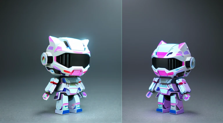 (blind box toy style:1.2),(Full body photo), Transparent and cute girl, Transparent Mecha, Exquisite helmet:1.2, Phosphorescent goggles:1.2, cyber punk style, dreamy lights, freshen, White draft, Global Illumination, Aite Tracking, High-density image review, Unreal Render, Rational design, ighly detailed, Masterpiece Grade, Best Quality, hyper HD, Cinematic lighting。