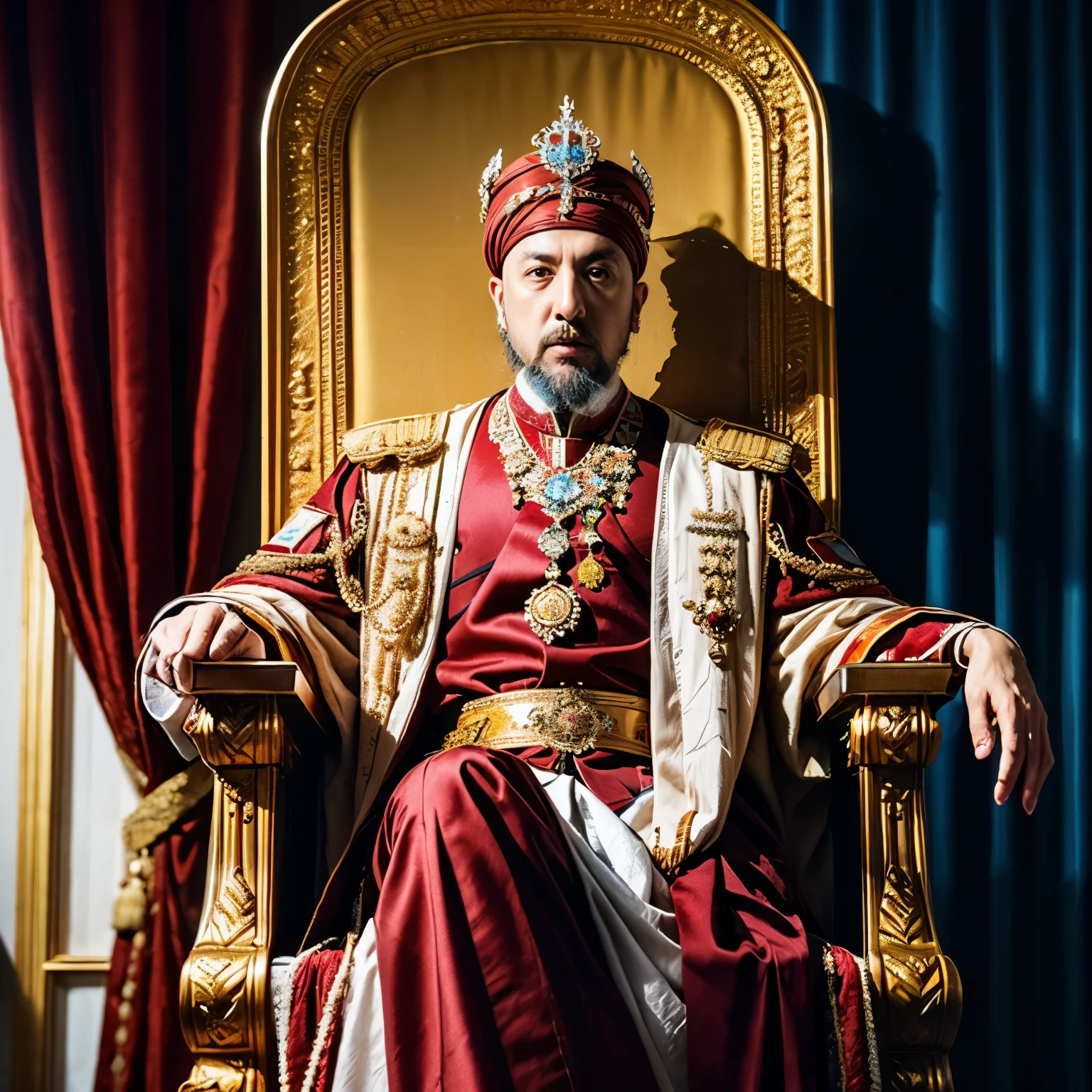 Sultan Suleiman sitting on the throne, jovem