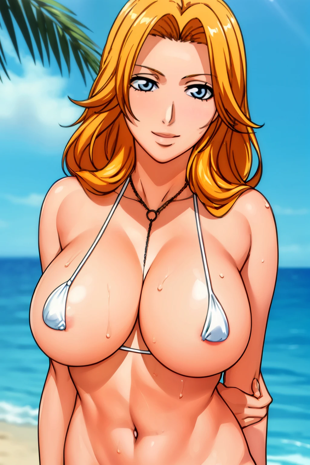 (1 girl, 20yo, female,sexy bikini),large breasts,(open breast,erected nipples:1.2), (red blush,smile),
blue eyes, blonde hair,Forehead,parted bangs,
,Beautiful Finger,Beautiful long legs,Beautiful body,Beautiful Nose,Beautiful character design, perfect eyes, perfect face,expressive eyes,perfect balance,
official art,extremely detailed CG unity 8k wallpaper, perfect lighting,Colorful, Bright_Front_face_Lighting,shiny skin,
(masterpiece:1.0),(best_quality:1.0), ultra high res,4K,ultra-detailed,
photography, 8K, HDR, highres, absurdres:1.2, Kodak portra 400, film grain, blurry background, bokeh:1.2, lens flare, (vibrant_color:1.2),professional photograph,(beautiful face:1.2),(narrow_waist),