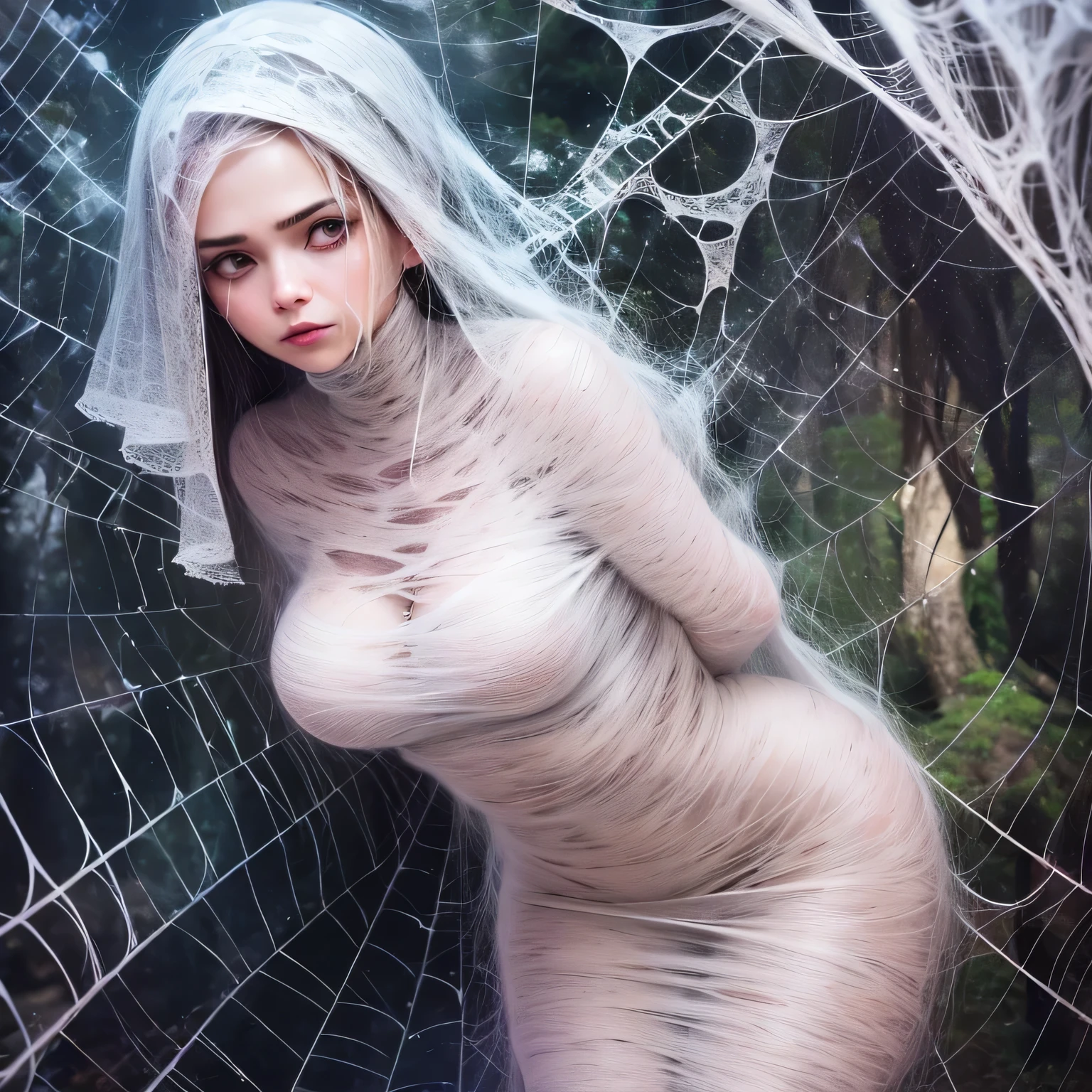 a girl trapped in the cobweb