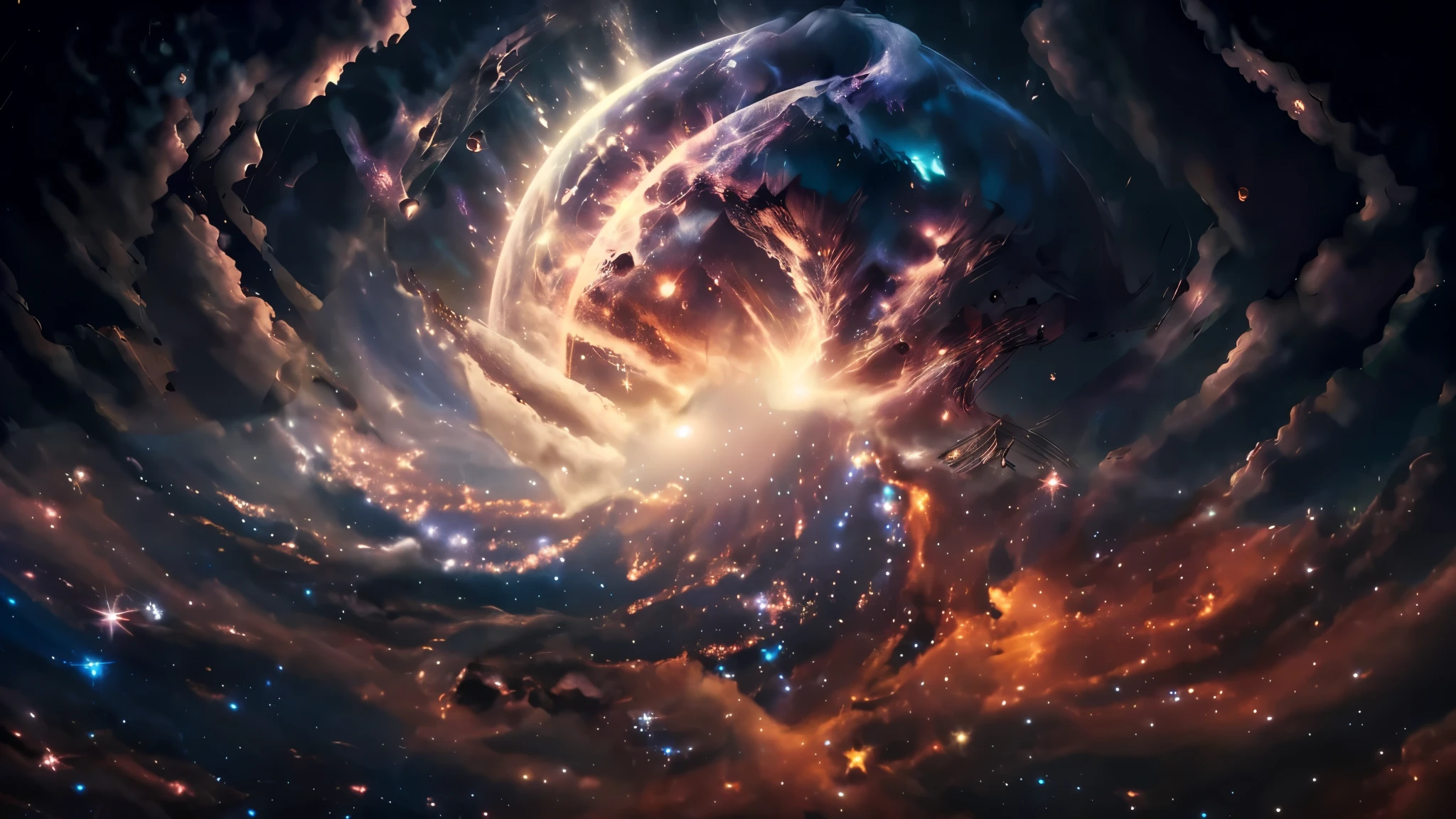 best quality,8k, high resolution, masterpiece), ultra detailed, panoramic view, majestic stars, magical glowing sky, soft lighting, space sky, shooting star,