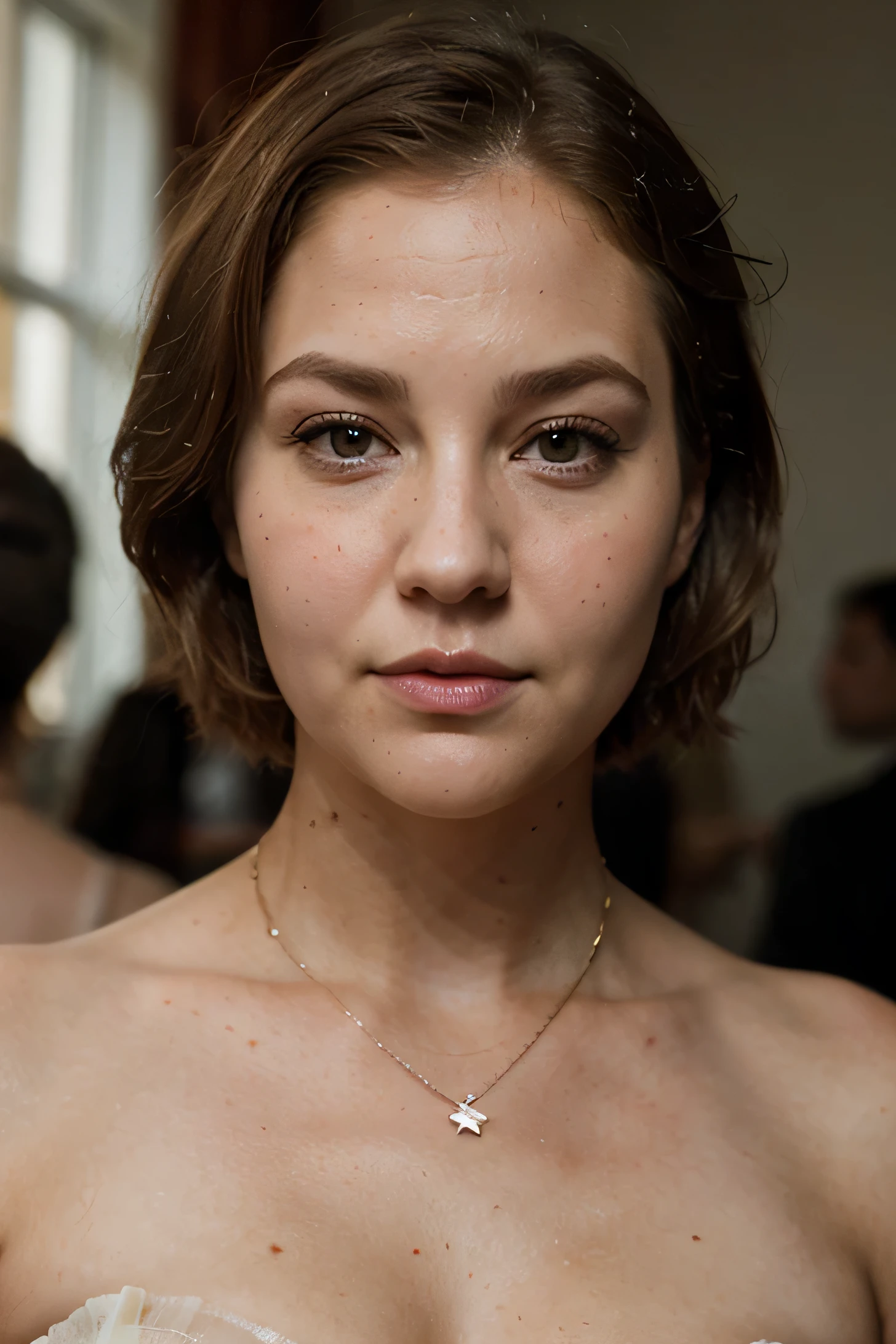 Face, woman, 30 year old, short blonde hair, 25% Ashley Judd, 25% Amy Schumer, 25% Aaron Paul, 25% Stephen Baldwin