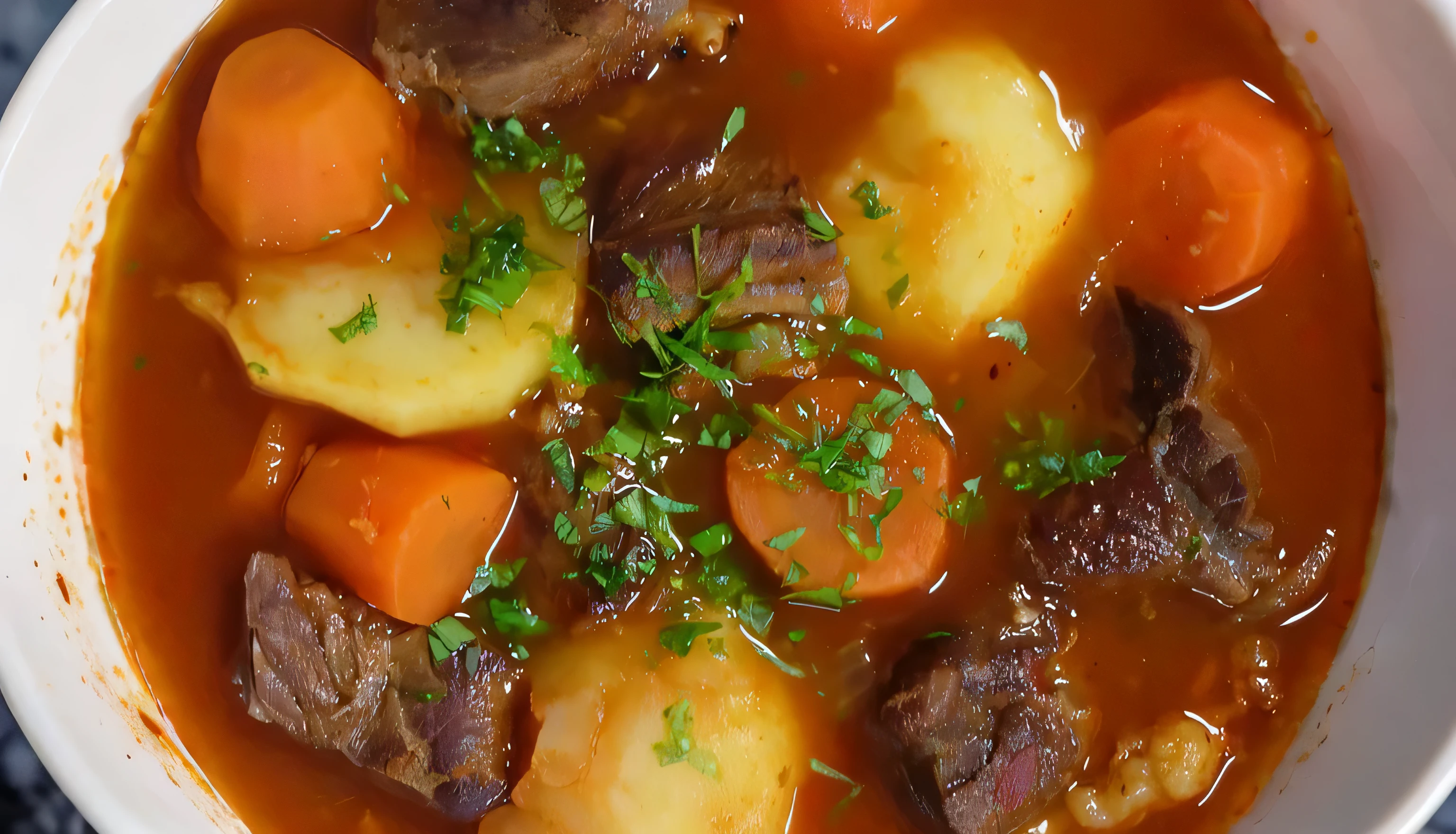there is a bowl of stew with carrots and potatoes in it, stew, soup, easy, 4 0 9 6, beef, inspired by Géza Dósa, yummy, up close picture, looks realistic, warm, version 3, 1 4 8 0 s, lomo saltado, mega, cinematic close shot