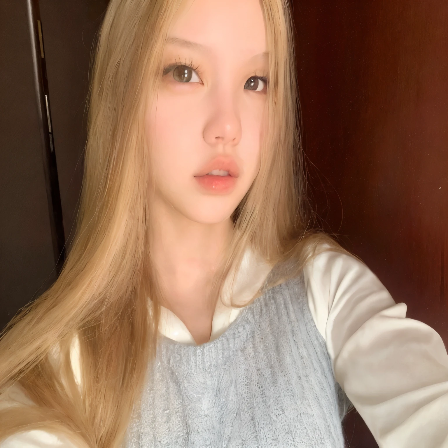 jennie blackpink loira com cabelos longos, wearing a sweater and a white shirt, Jennie bp, Kim Jennie de 19 anos, 18 anos de idade, 1 6 anos, longos cabelos loiros e olhos grandes, Jennie aka Jennie Kim, Longos cabelos loiros e olhos grandes, fair and pale skin!!, com longos cabelos loiros, boa jovem, jennie