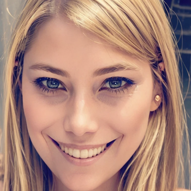 (best quality, masterpiece, perfect face, beautiful and aesthetic:1.2, colorful, dynamic angle, highest detailed face) , fashion photography of a European cute girl with long iridescent blond hair,(best quality, masterpiece, perfect face, beautiful and aesthetic:1.2, colorful, dynamic angle, highest detailed face), fashion photography of a European cute girl with long iridescent blond hair, (a beautiful detailed face), (beautiful detailed eyes), cute face, round face, Solo, (perfect teeth), do not focus on teeth Cute face, golden ratio, smooth skin, Depict a woman with an engaging and thoughtful expression. Her almond-shaped eyes, rich with expression, should lock warmly with the viewer, accentuated by neatly arched eyebrows. Her mouth is poised in a gentle smile with soft, symmetrically shaped lips. Her straight nose is elegantly proportioned to her face, complementing her tranquil expression. While her ears are tucked behind strands of straight, blonde hair, a light blue bow adorns her head, introducing a playful element. The portrait should capture her serene demeanor and the subtlety of her features in a realistic and flattering light.