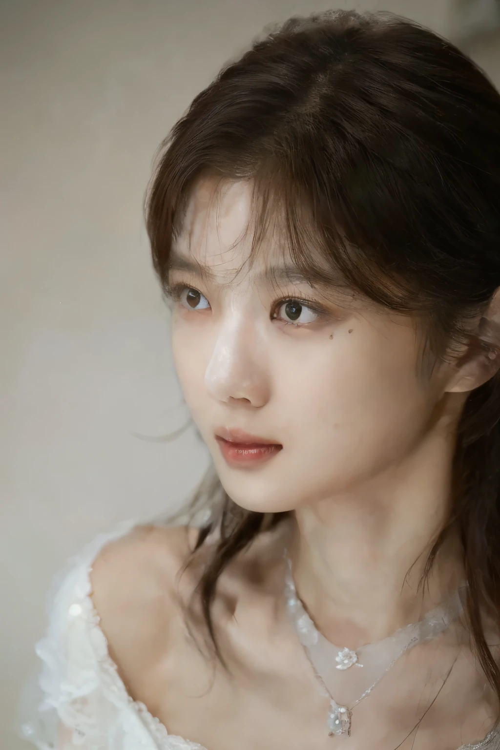 Masterpiece, best quality, (Very detailed CG unity 8k wallpaper.), (best quality), korean woman, mischievous face, Fine texture of the skin,(Very beautiful facial details.)(best quality:1.4)8k resolution,(Realistic picture) raw photos, glossy lips, expressive eyes, movie light, perfect shape, full body, Cream underwear, open legs