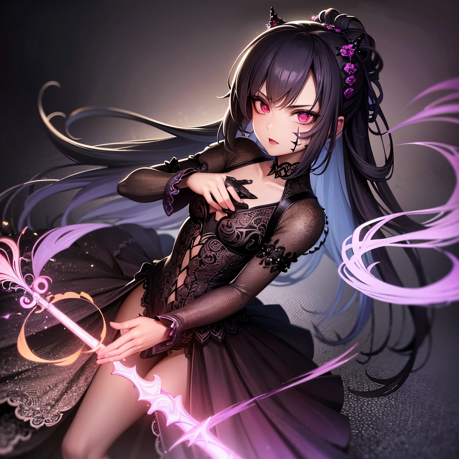 girl, dark necromancer, evil look, necromancer dress, wielding a staff, sexi, small breasts, facepaint, bodypaint, dark aura, menacing, psychotic, highly detailed, vibrant appearance, creative behavior, imaginative, sensual, spontaneous, highest quality, skin texture, intricate details, (cinematic lighting), RAW photo, 8k, masterpiece,best quality,ultra-detailed,very detailed illustrations,extremely detailed,intricate details,highres,super complex details,extremely detailed 8k cg wallpaper,