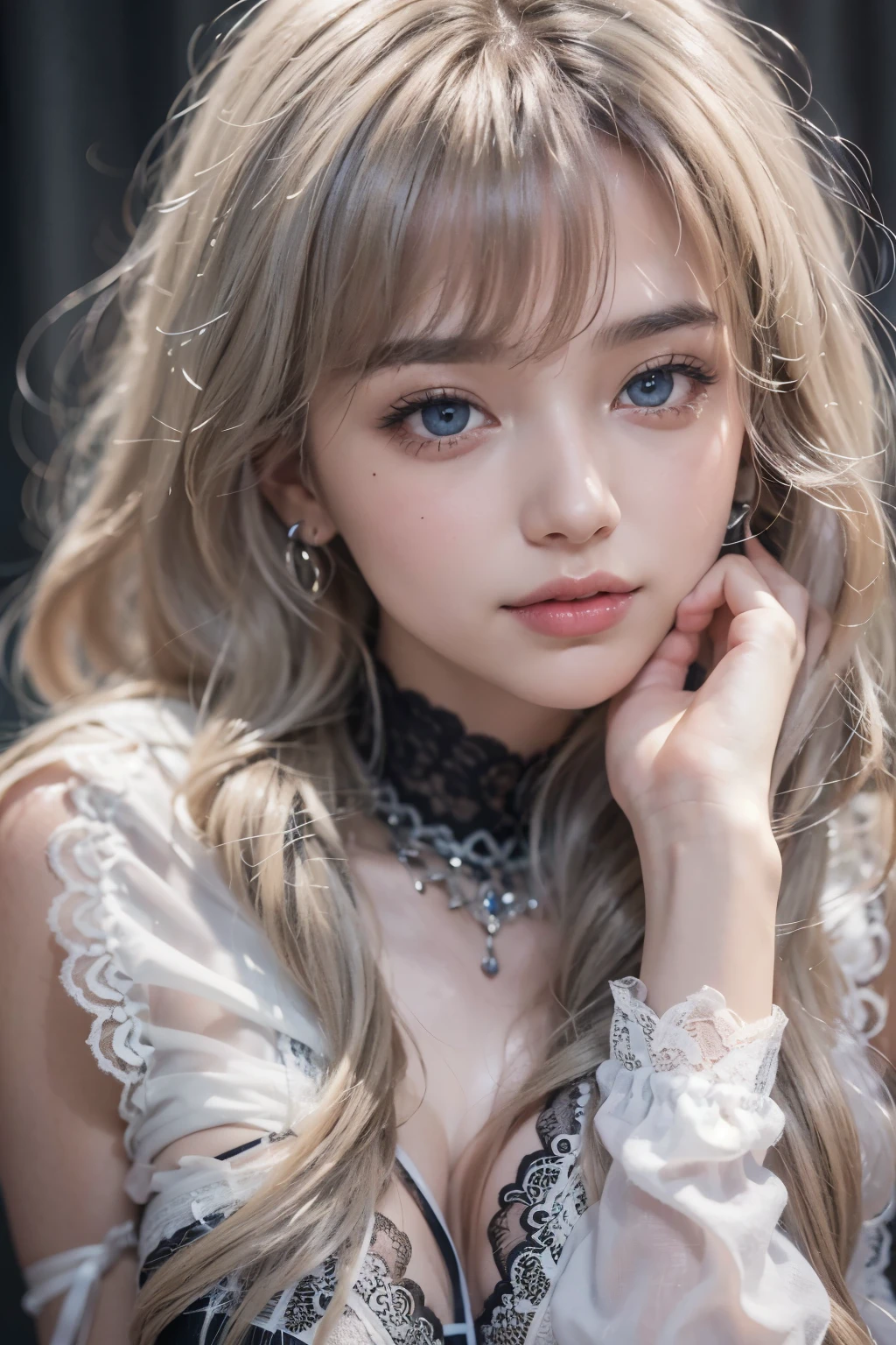 1woman, (Ultra realistic, high res), (highly detailed eyes, highly detailed hair, highly detailed face, highly detailed plump lips), (off shoulder with open breasts), breasts, upper body, caute smile, (best quality:1.4), Raw photo, (realistic, photo-realistic:1.37), professional photography, cinematic light, (fine face: 1.2),fashion model 20 years old, cute, [[[[pure eyes]]]], [[[[closeup]]]], [[[[chest]]]], [[[[neck]]]], [[[[shoulders]]]], perfect eyes, perfect iris, perfect lips, perfect teeth, perfect skin, soft front light, glow, HDR, (muted colors:1.2), Retrato da mulher、white skin、((cabelo Castanho ondas suaves)) Best Blanco Romantico、8k resolution、Frente Illuminada、アメリカの女の子のPortrait、solo、20-year-old、beautiful face、Upper body、medium side cut、Beautiful silver hair、beautiful little face woman, solo,　black theme,　look at the audience,one woman, It&#39;s real, Wolfsan-6500-V1.3, anime、animeスタイル、beautiful diamond eyes、20 year old american girl、braided hair、swimsuit、portrait beautiful detailed woman, very detailedな青い顔, Reality, beautiful narrow blue eyes, huge file size, Super detailed, High resolution, very detailed, highest quality, masterpiece, An illustration, very detailed, ticker, Unite, 8K painting wallpaper, fine, fine details, masterpiece, highest quality, Hvery detailed ticker uniform 8K wallpaper, face light movie lighting、cuteブラウス, dark background, oil, masterpiece, diffused soft film lighting, Portrait, highest quality (perfect face:1.4),stunning girl pictures,(8K and、photorealistic:1.25) 、(lip gloss、eyelashes、shiny face、shiny skin、highest quality、超High resolution、Depth of the bounds written、chromatic aberration、caustic road lighting、natural shading、sexy 1girl, Extremely cute, Amazing face and eyes, (Beautiful lovely smile), (extremely detailed beautiful face), bright and shiny lips, (cute bikini:1.3), (very elaborate lace bra:1.5), smooth skin, super beautiful, attractive, (Best Quality:1.4), (hyper quality), (Ultra-detailed), (hyper-realistic, Photorealsitic:1.37), Authentic skin texture, complex details, extremely detailed CG unified 8k wallpaper, RAW Photos, professional photograpy, Cinematic lighting, coast, sea, palm trees,masterpiece, best quality, high quality, High definition, High quality texture, High quality shadow, high detail, beautiful detailed, finely detailed, extremely detailed cg, detailed texture, a realistic representation of the face, realistic, colorful, delicate, Cinematic Light, sidelighting, Lens Flare, Ray tracing, sharp focus, (intrica