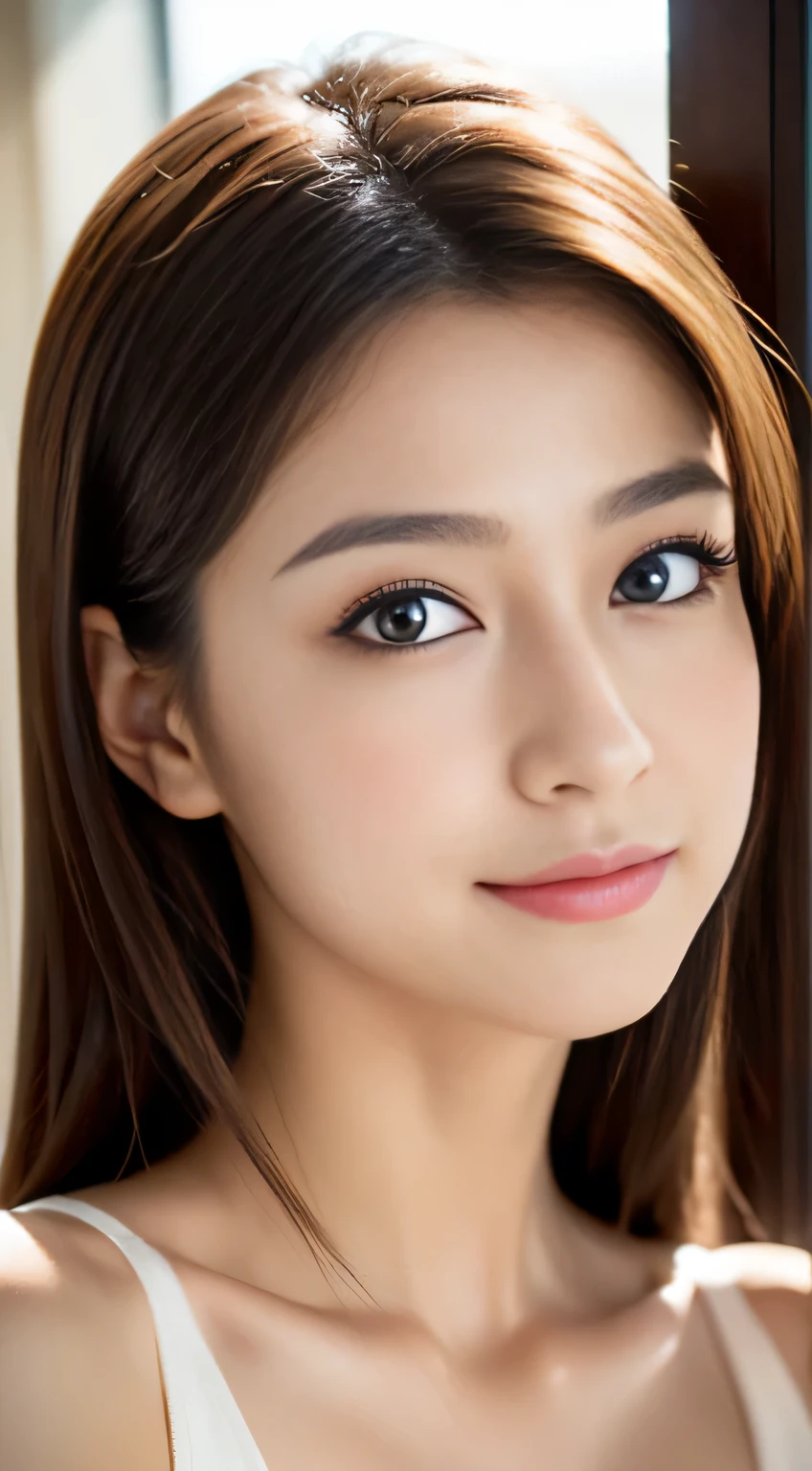 Beautiful woman with perfect eyes and nose、Model-like beauty、Cute like a model、Double Eyes、How to use regular mascara、Eye color is blue、Her hair color is pink.、Her face is delicate and elegant.、4K images、Beautiful style like a model、Usually large、A fresh and lovely smile、Pose like a model、Overall image、snap shot、Glamorous smile、Beautiful and delicate face like a model、highest quality、Masseter region、Beautiful smile、In a bright room、I&#39;She is sitting on the bed in a pink miniskirt.、The height of femininity、Adult smile、Sexy pose、
