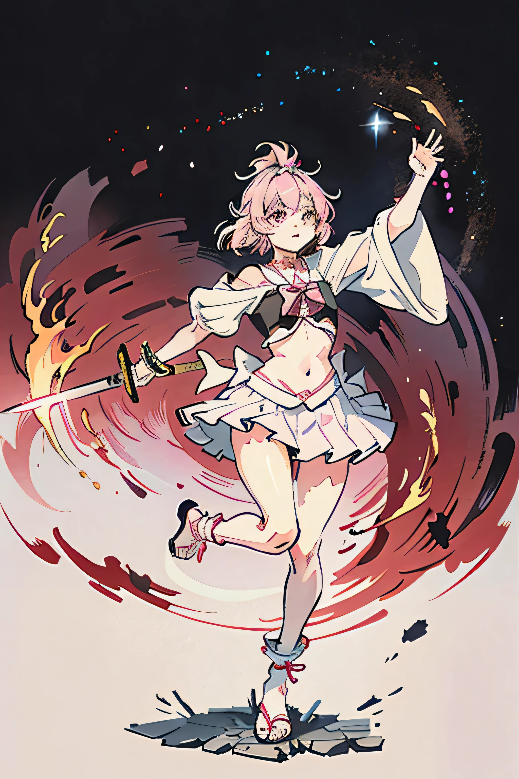 magical girl holding sword and shield, 4k, perfect hands, full body, clean background