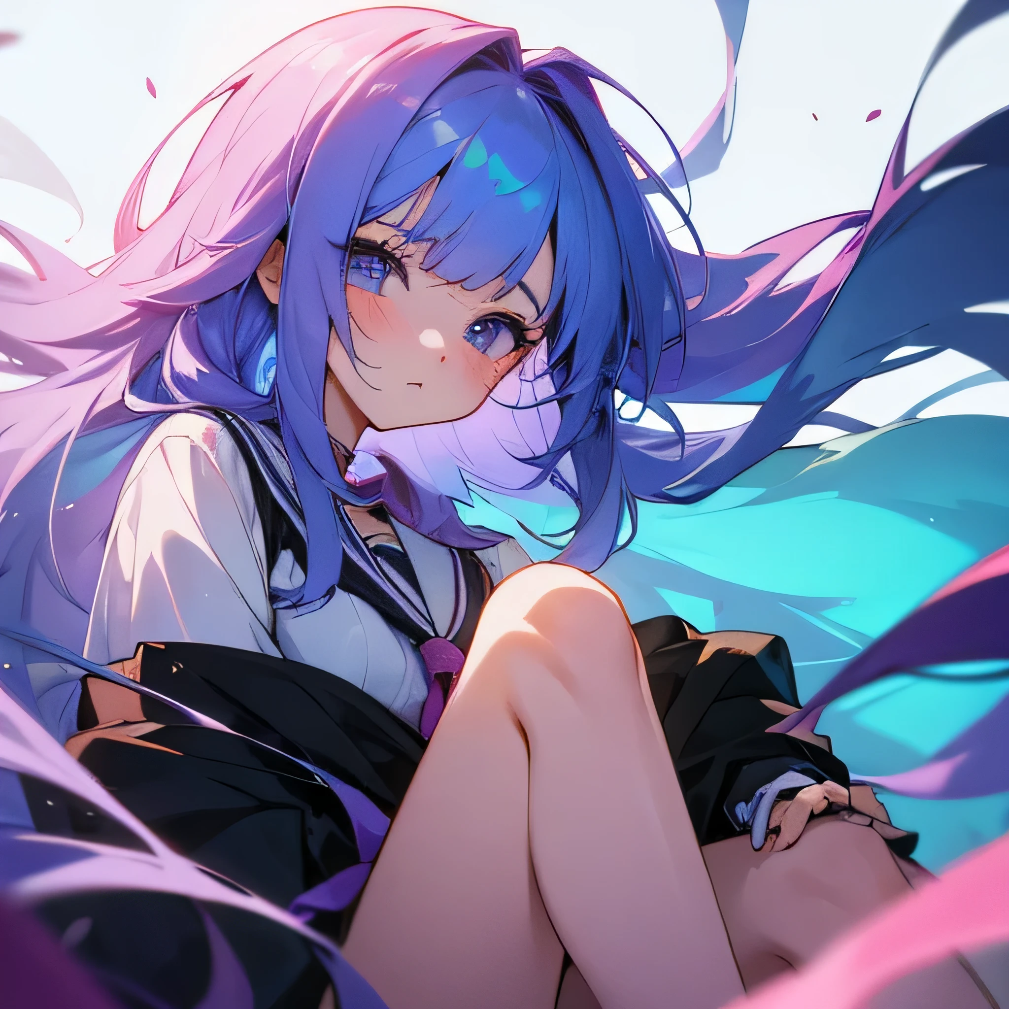 A beautiful anime girl with dyed hair that conveys inner sadness.