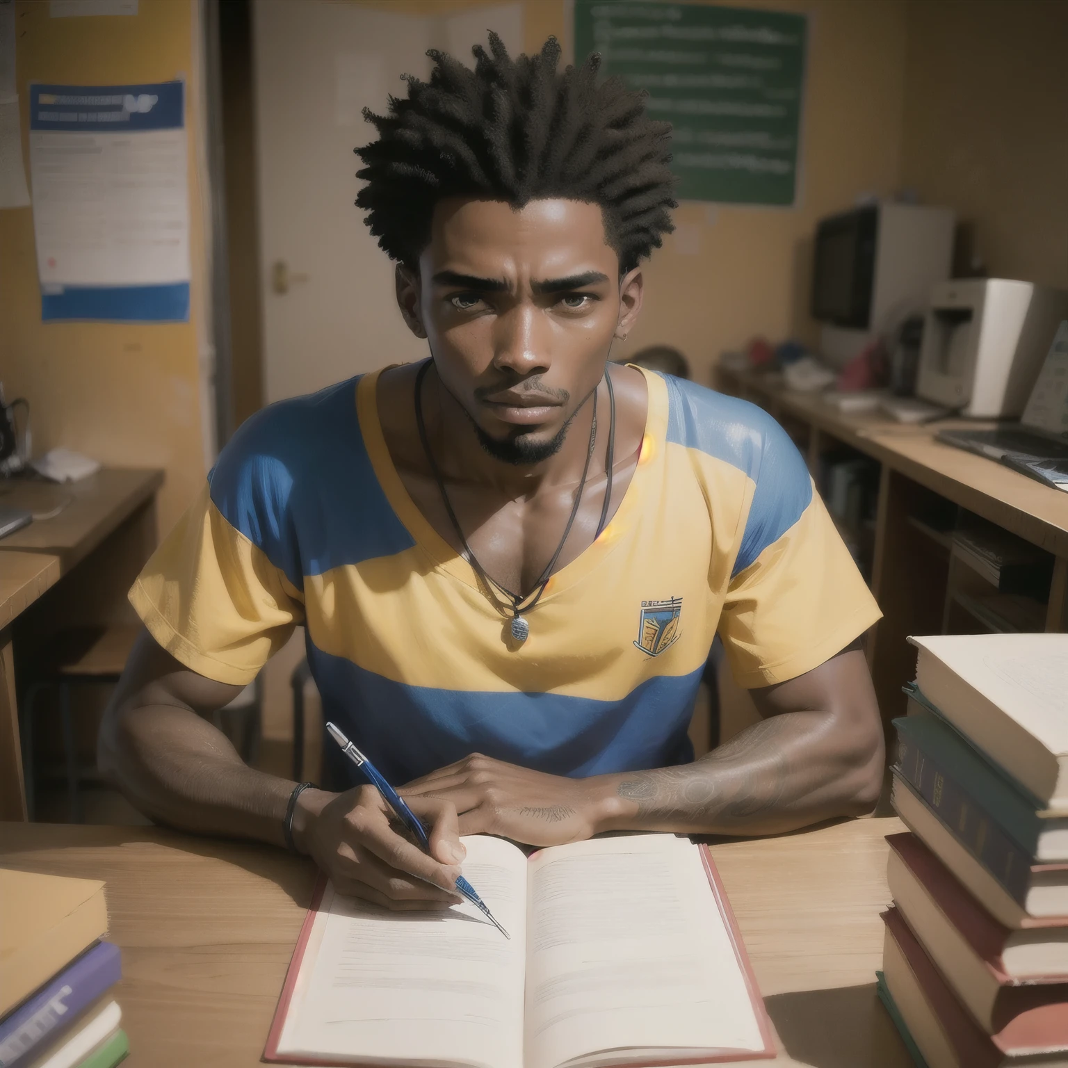 Homem Africano, 19 anos de idade, estudante de bateria