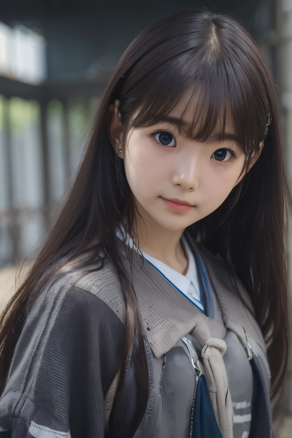 Best image quality, Focus, Soft light, Black hair, (Japanese)), (((Front, 18 years old))), (Depth of field), Ultra high resolution, (Real: 1.4), RAW photo, ((School Uniforms))