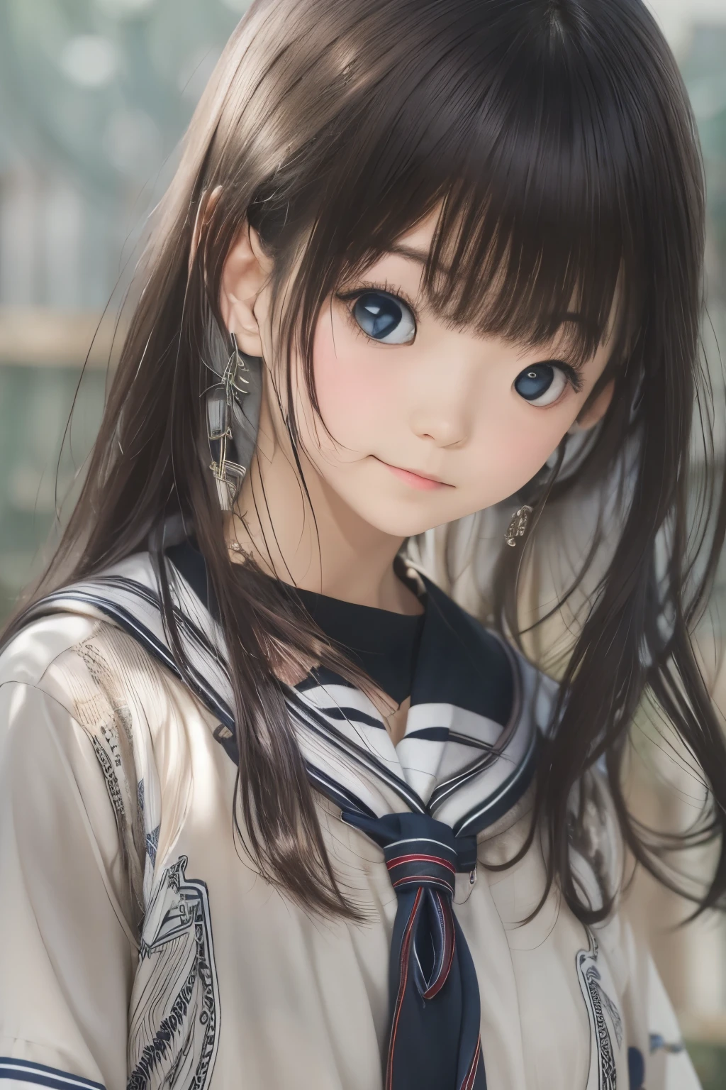 Best image quality, Focus, Soft light, Black hair, (Japanese)), (((Front, 18 years old))), (Depth of field), Ultra high resolution, (Real: 1.4), RAW photo, ((School Uniforms))