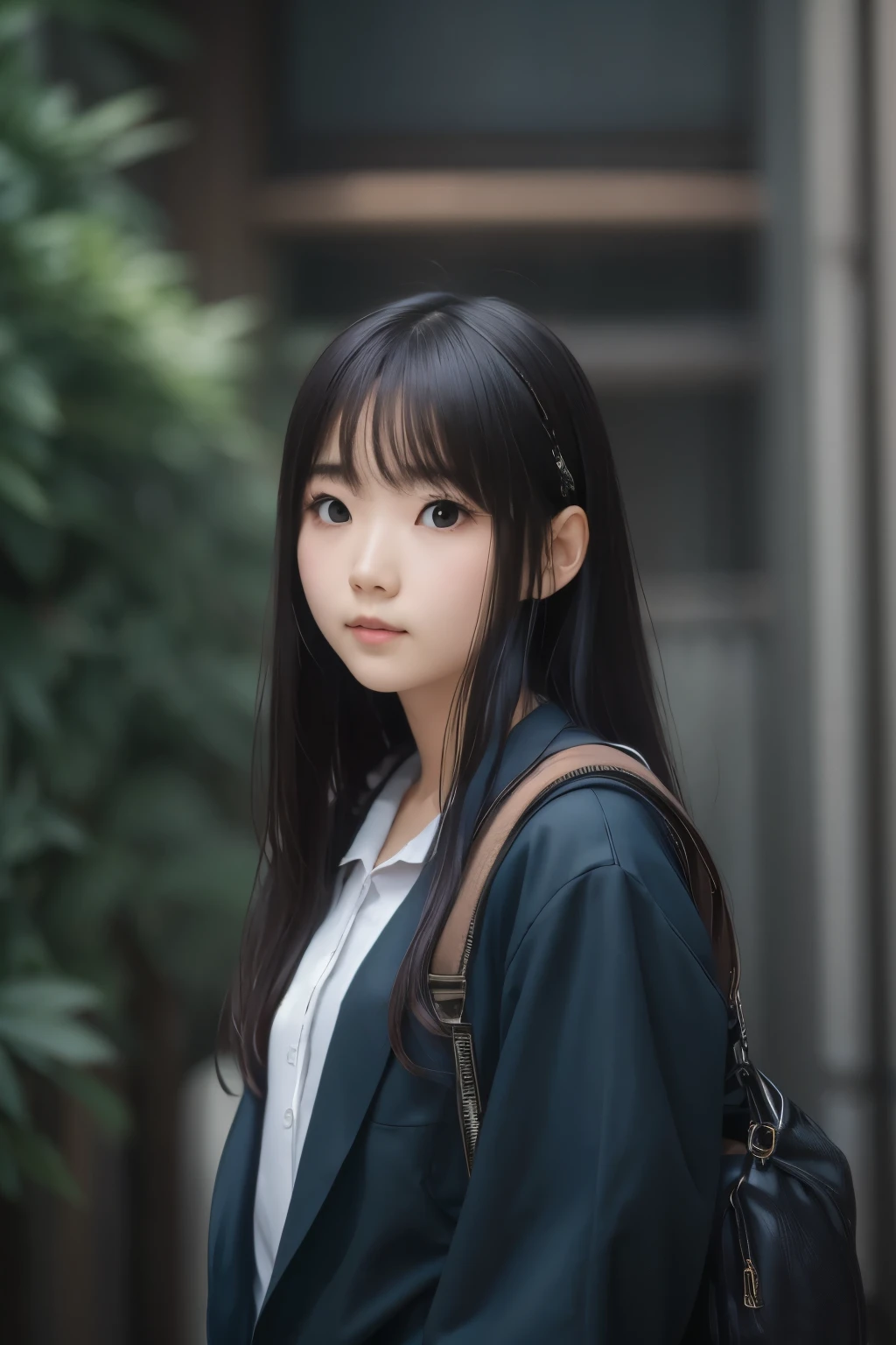 Best image quality, Focus, Soft light, Black hair, (Japanese)), (((Front, 18 years old))), (Depth of field), Ultra high resolution, (Real: 1.4), RAW photo, ((School Uniforms))